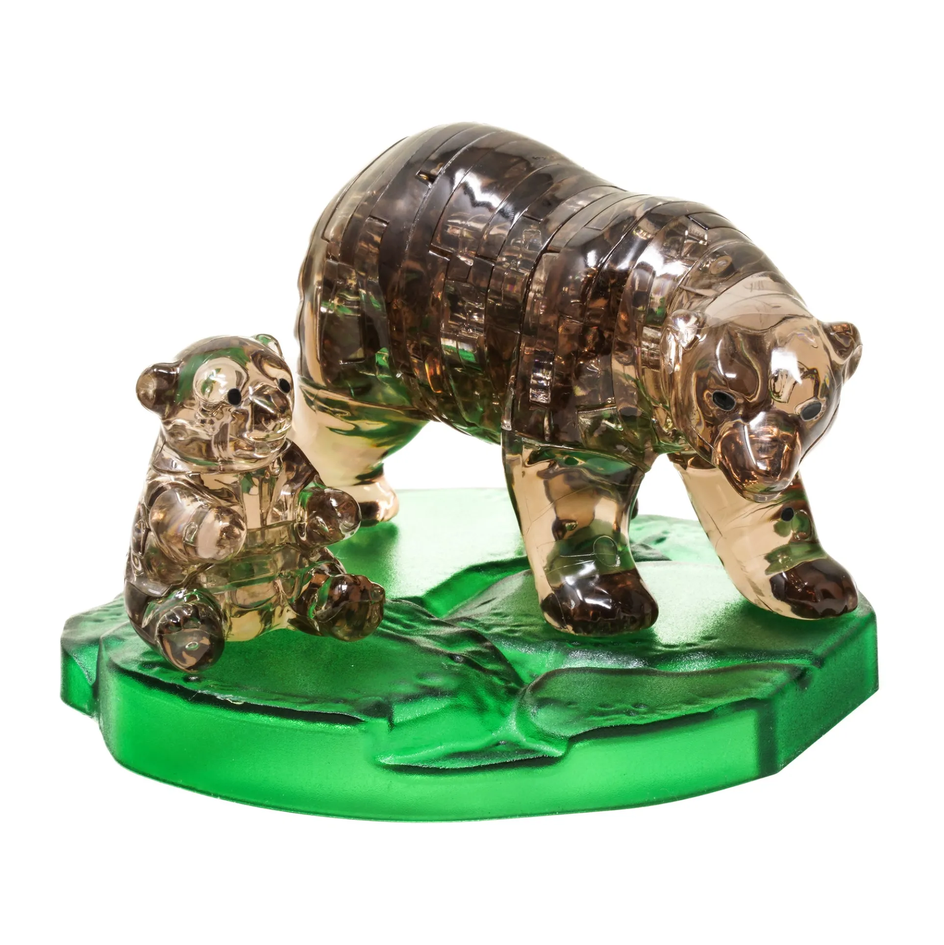 3D Crystal Puzzle - Brown Bear and Baby: Enchanting Wilderness Adventure, 40 Pcs