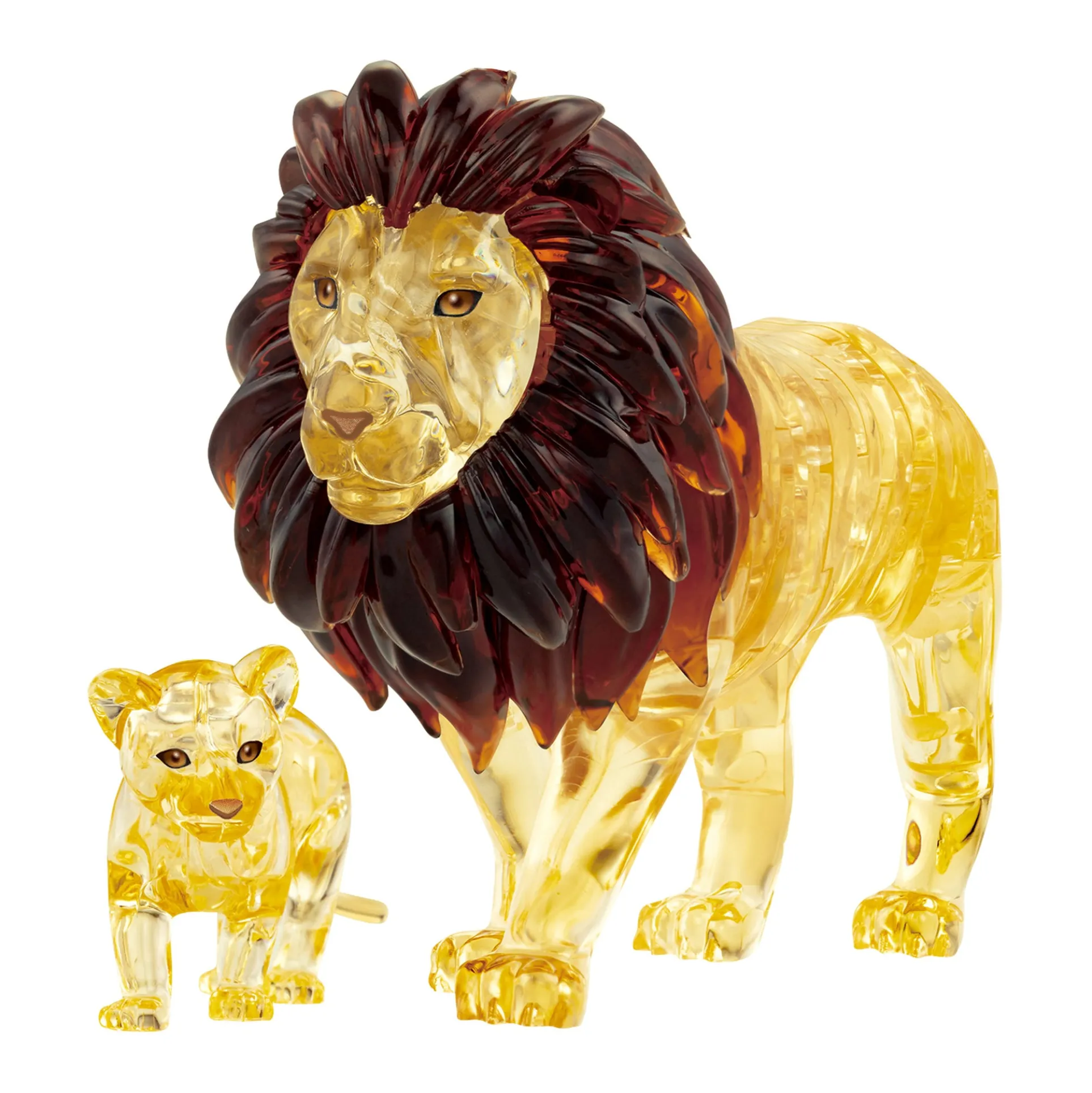 3D Crystal Puzzle - Lion and Baby (Gold): 55 Pcs