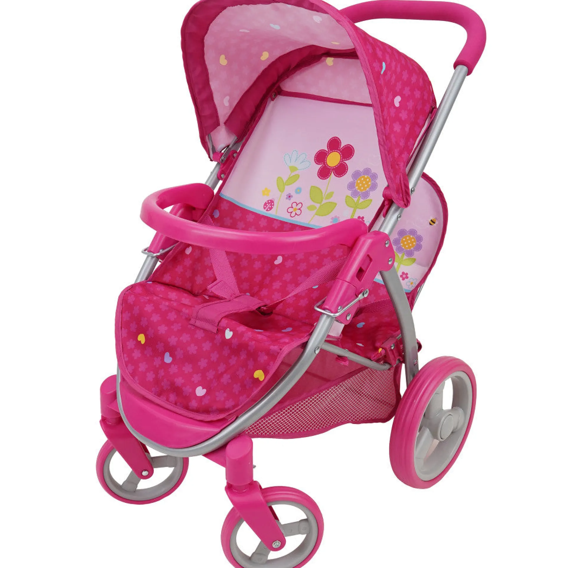Deluxe Garden Twin Doll Stroller with Retractable Canopies and Safety Lock