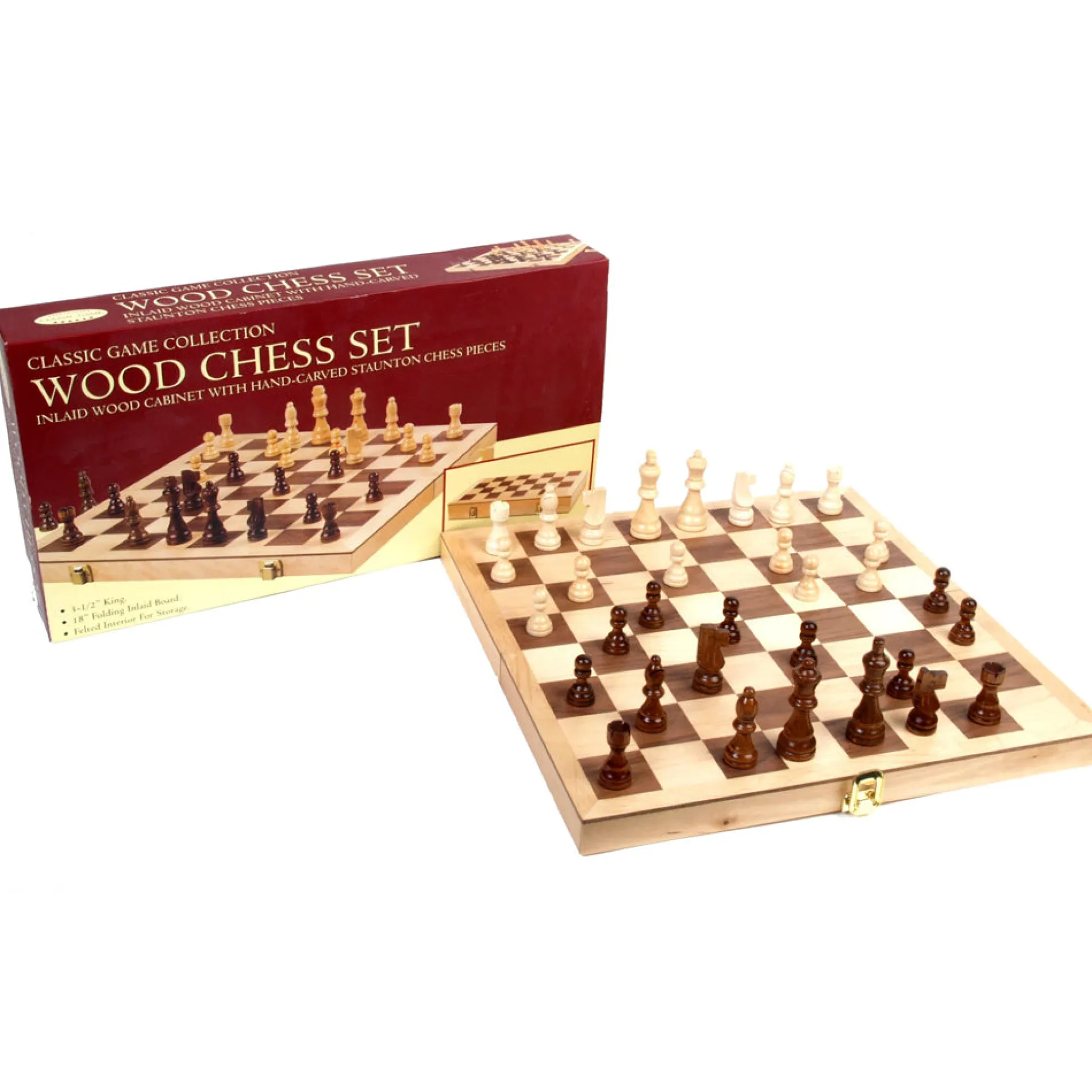 Deluxe Staunton Wood 18-inch Folding Chess Set