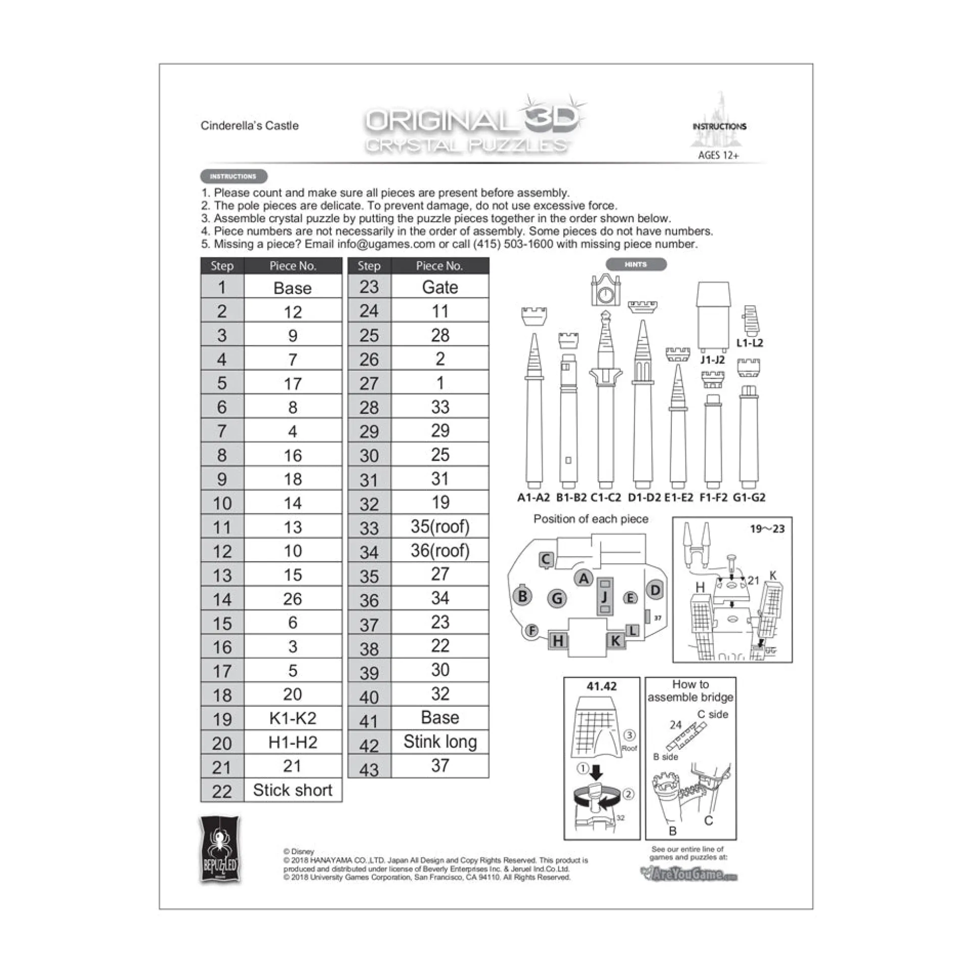 Disney Cinderella's Castle 3D Crystal Puzzle - 71 Pieces, Pink