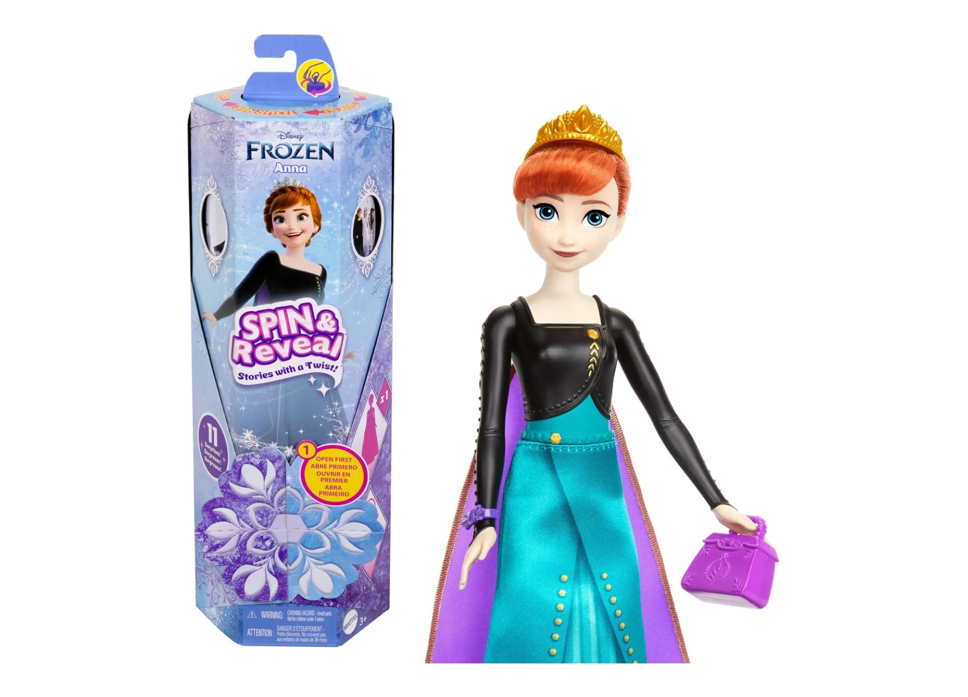 Disney Frozen Spin Reveal Anna Fashion Doll - 11 Interactive Surprises
