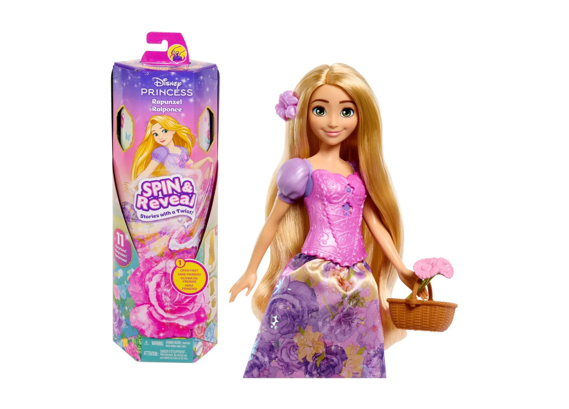 Disney Princess Spin Reveal Rapunzel Fashion Doll with 11 Surprises
