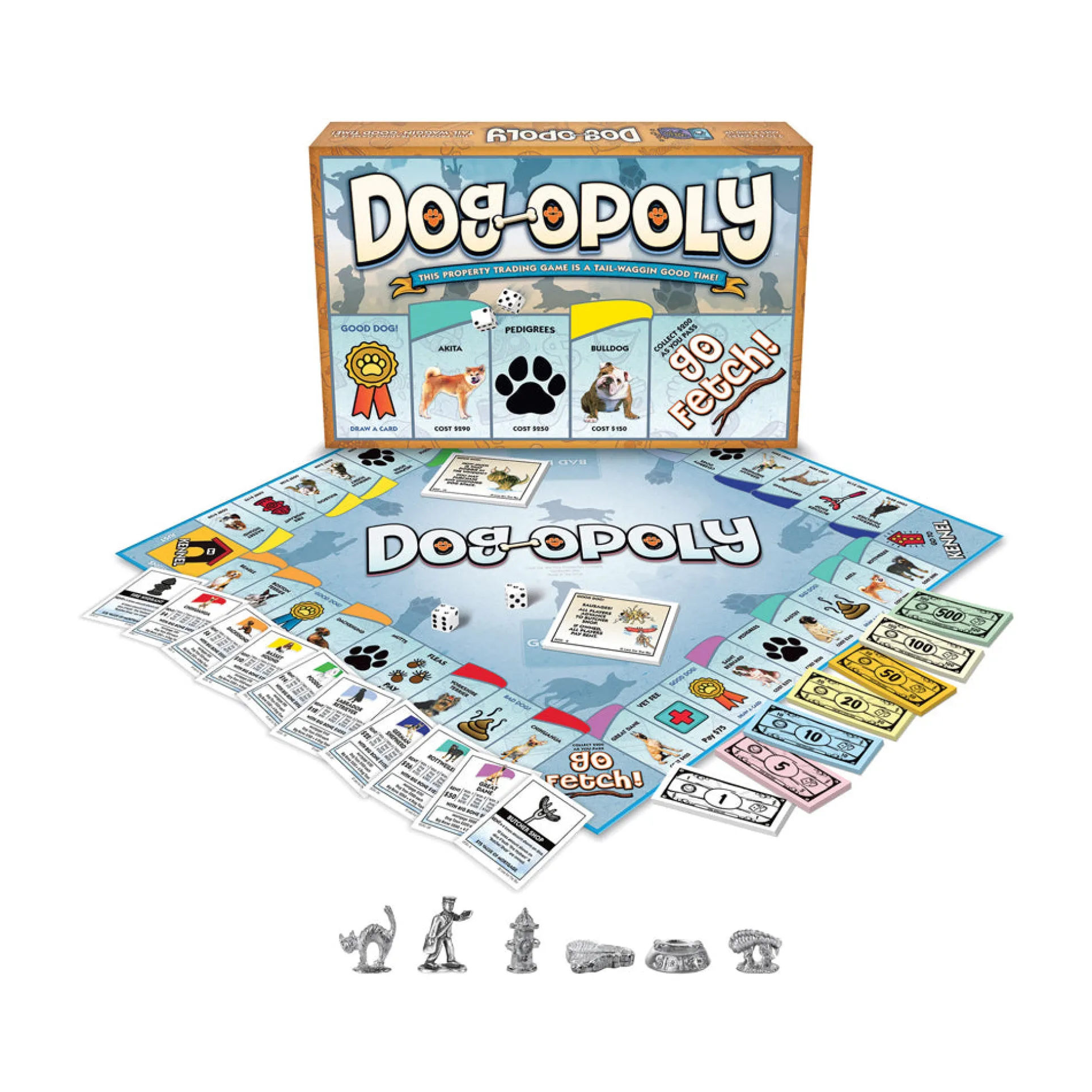 Dog-Opoly Monopoly-Style Board Game with Dog-Themed Play