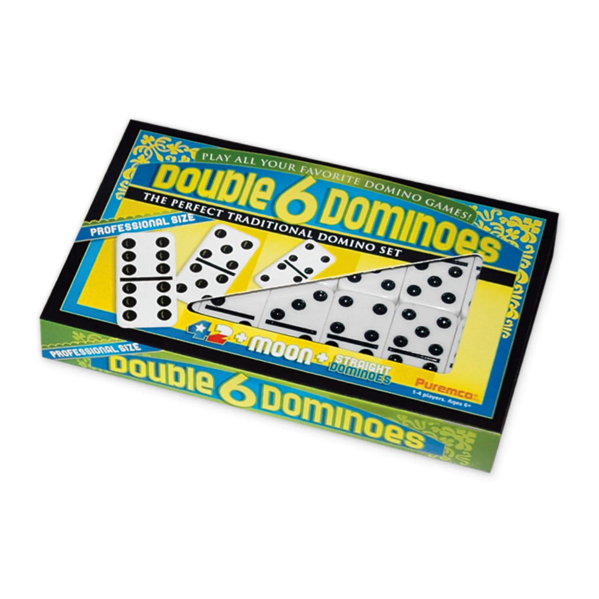Double 6 Black Dot Dominoes Professional Size Game Set