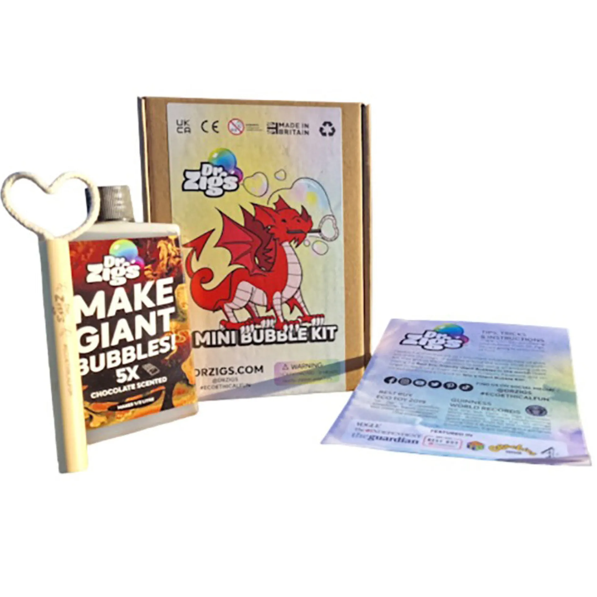 Dr Zigs Eco-Friendly Mini Bubble Kit - Portable Bubble-Making Fun for Kids Age 3+