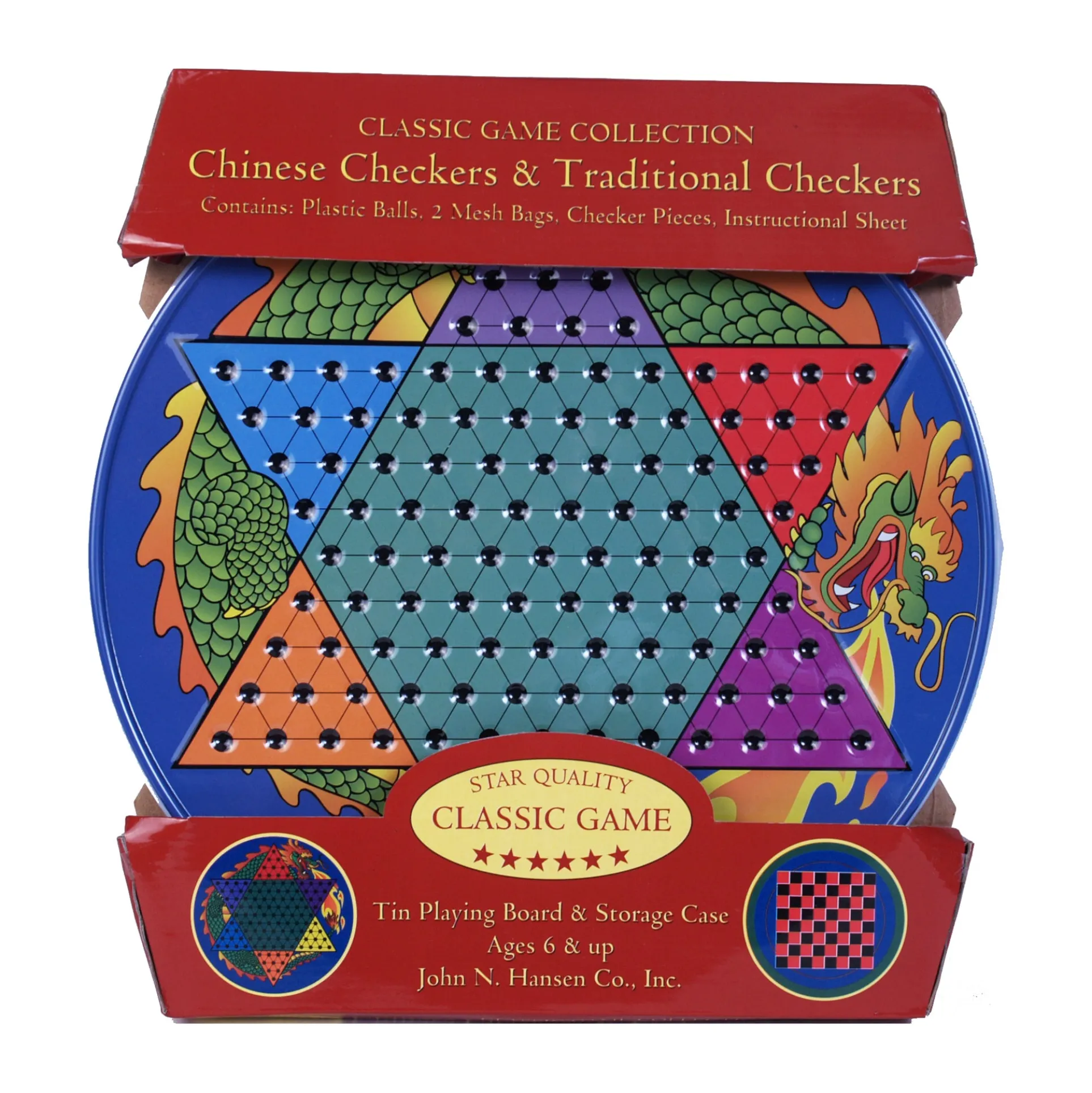 Dragon Duel Chinese Checkers & Traditional Checkers Game Tin