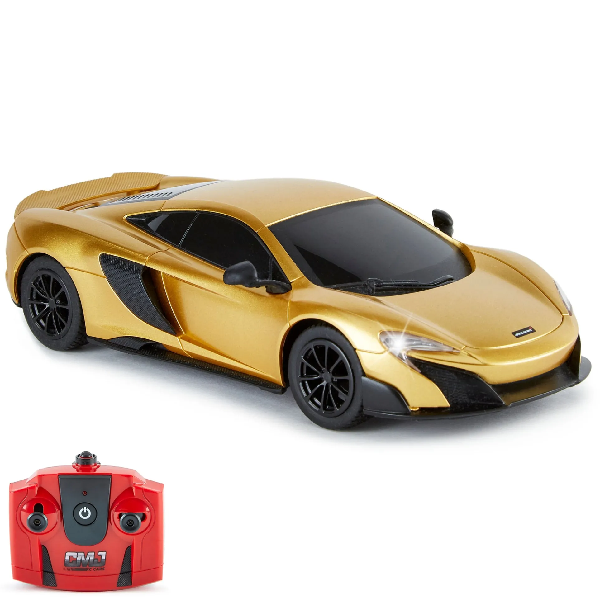 CMJ RC Cars: McLaren 675LT - Gold - 1:24 Scale, 2.4GHz, Remote Control Sports Car with LED Headlights