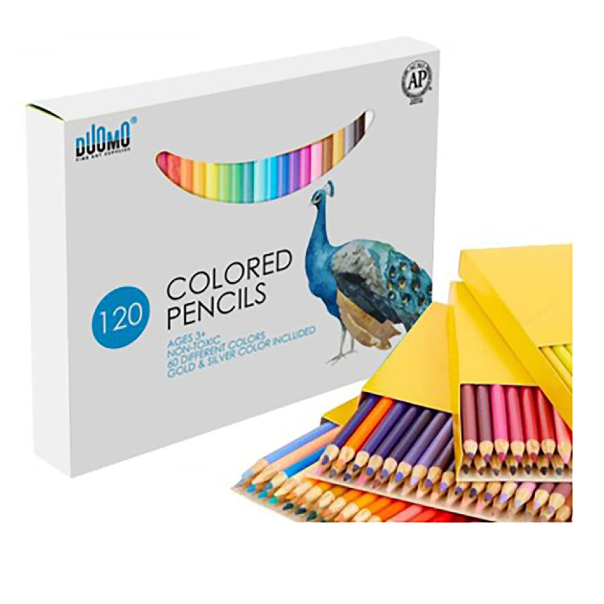 Duomo Fine Arts Premium 120-Piece Colored Pencils Set - 60 Unique Colors