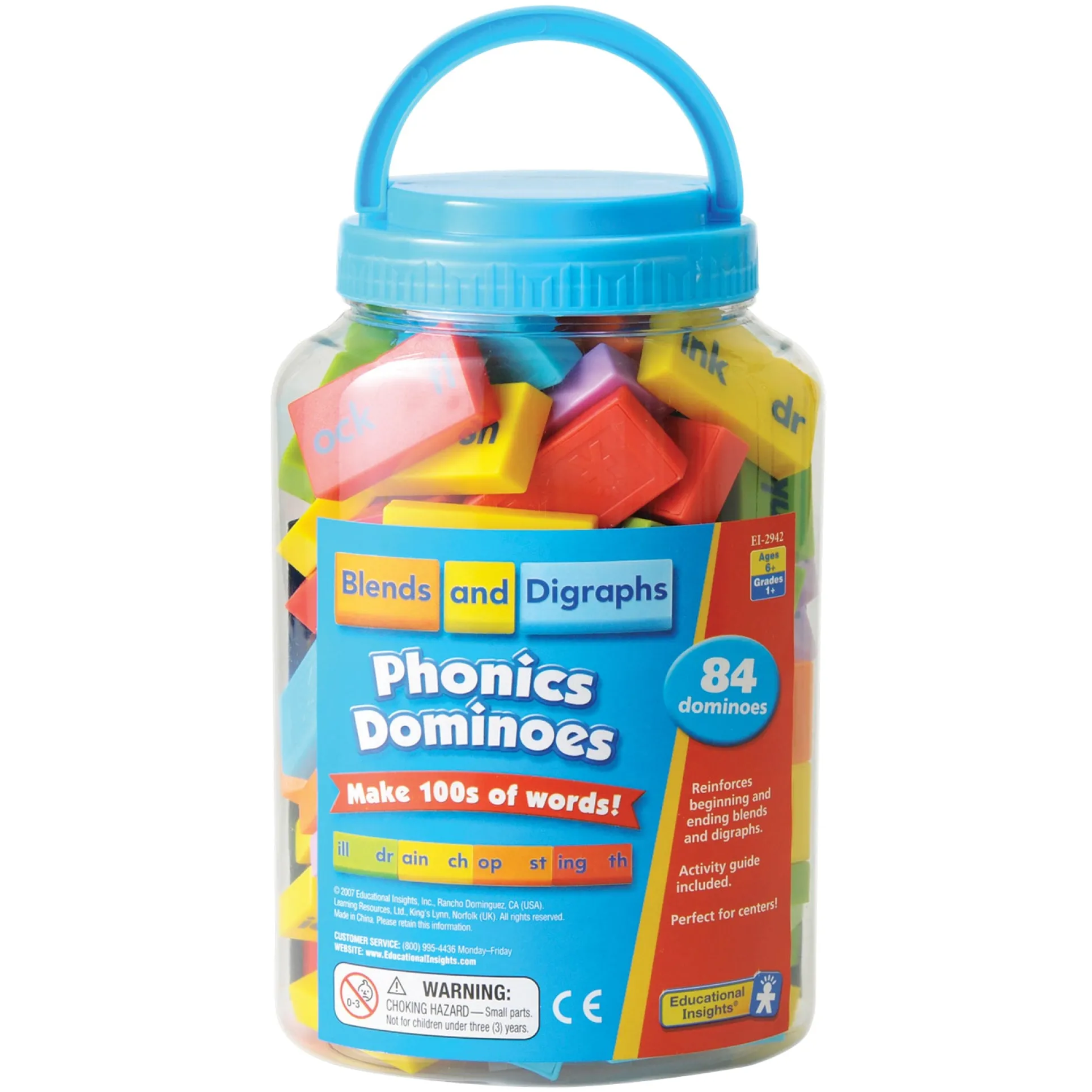 Educational Insights Phonics Dominoes - Blends and Digraphs - Colorful Word Building Set