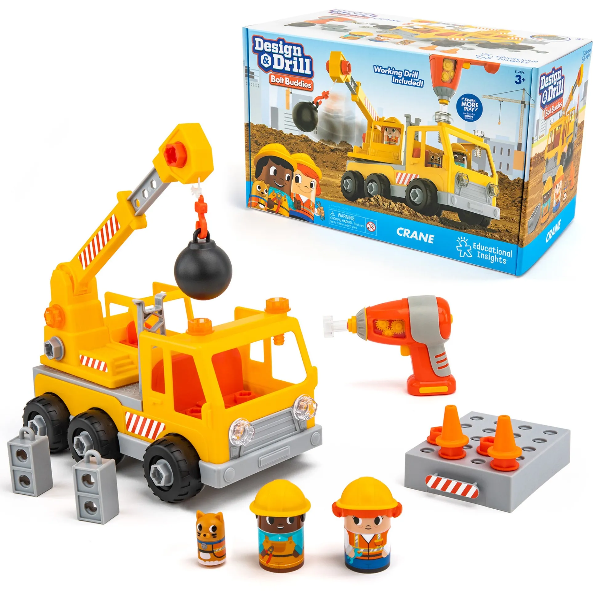 Educational Insights Design & Drill Bolt Buddies Crane - Interactive Construction Toy