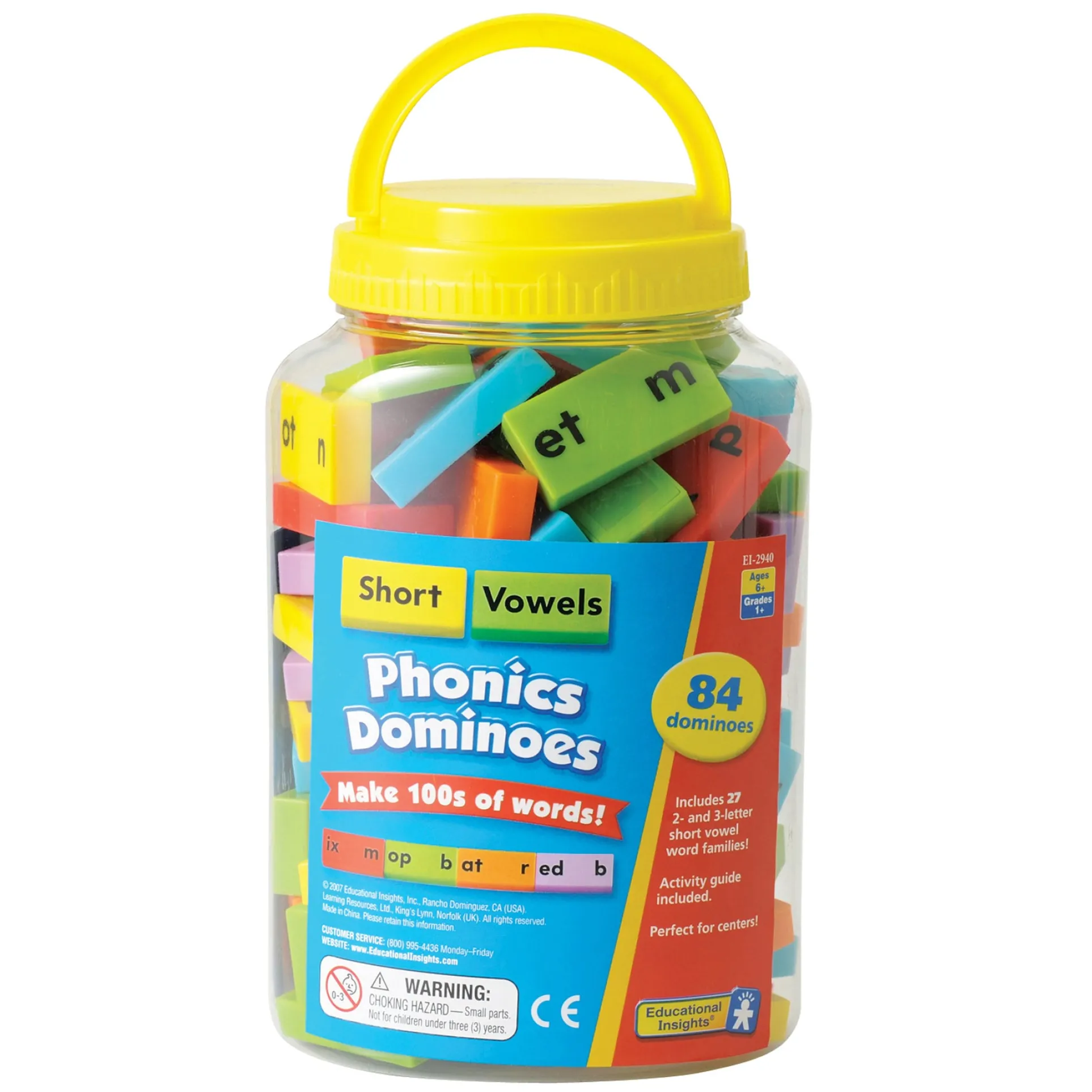 Educational Insights Phonics Dominoes - Short Vowels - Colorful Educational Game