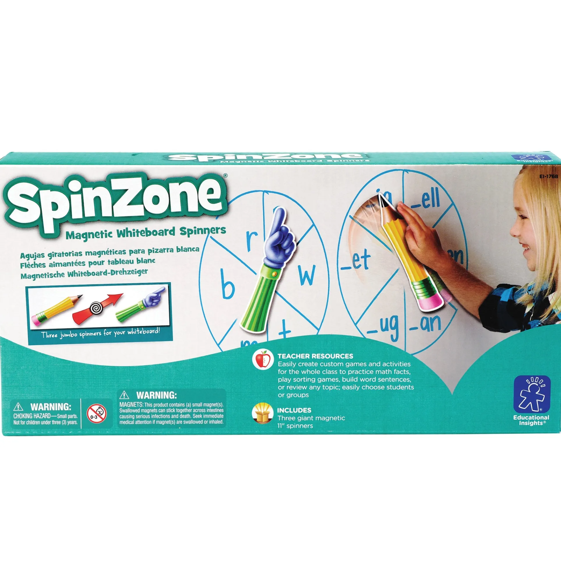 Educational Insights SpinZone Magnetic Whiteboard Spinners - Set of 3