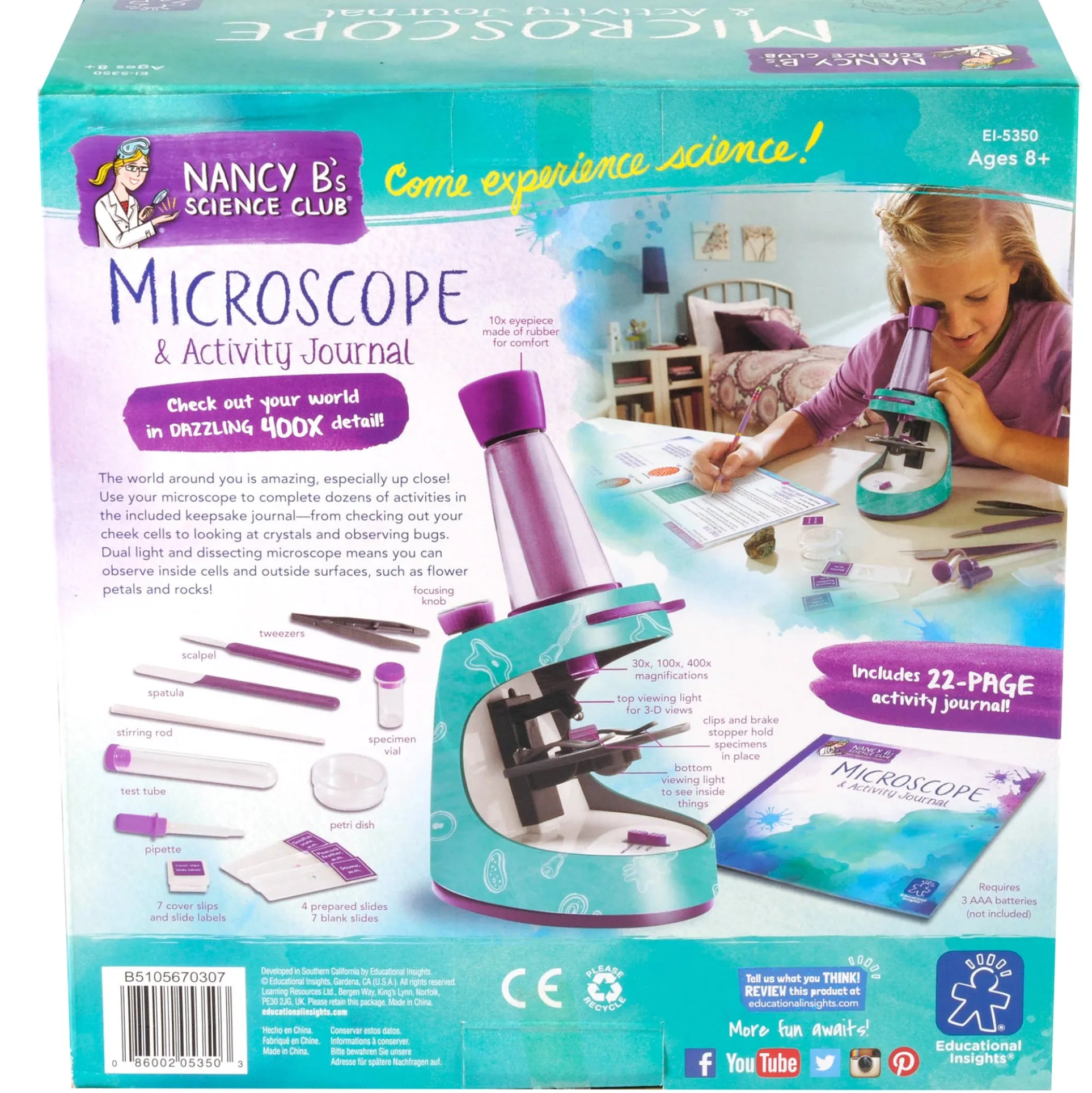 Educational Insights Nancy B's Science Club Microscope & Activity Journal Kit