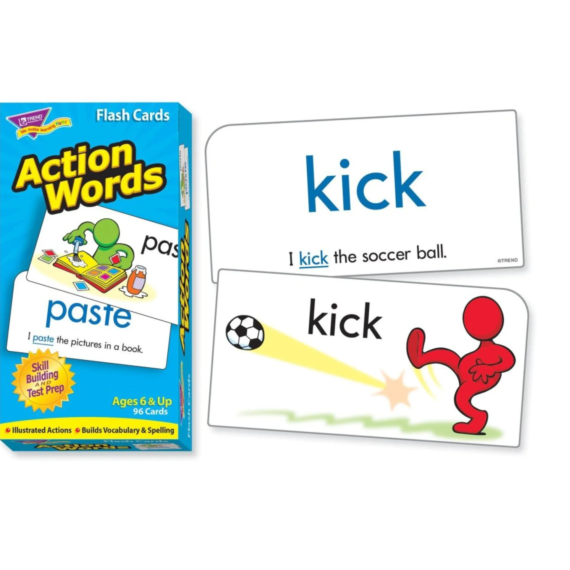 Educators Resource Action Words Skill Drill Flash Cards - Reading Enhancement for Grades 1-4