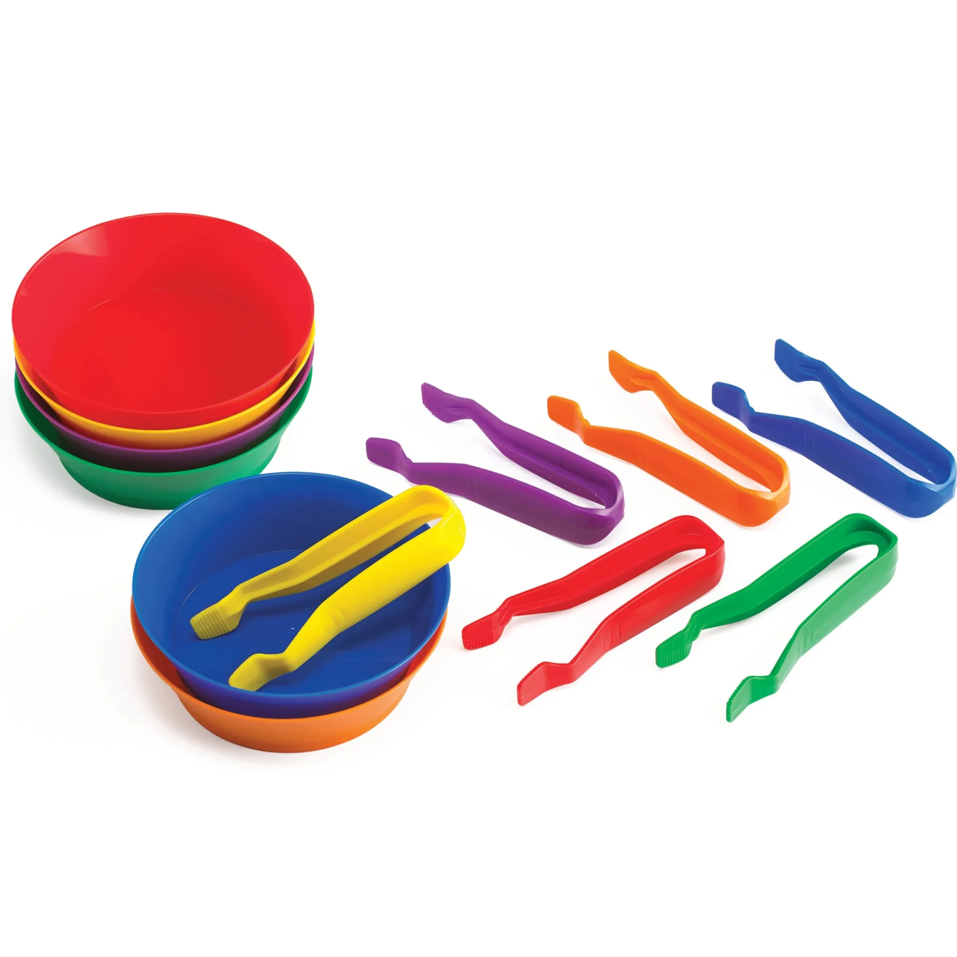 edxeducation Colorful Sorting Bowls & Tweezers Playset - 18m+ - 6 Vibrant Colors
