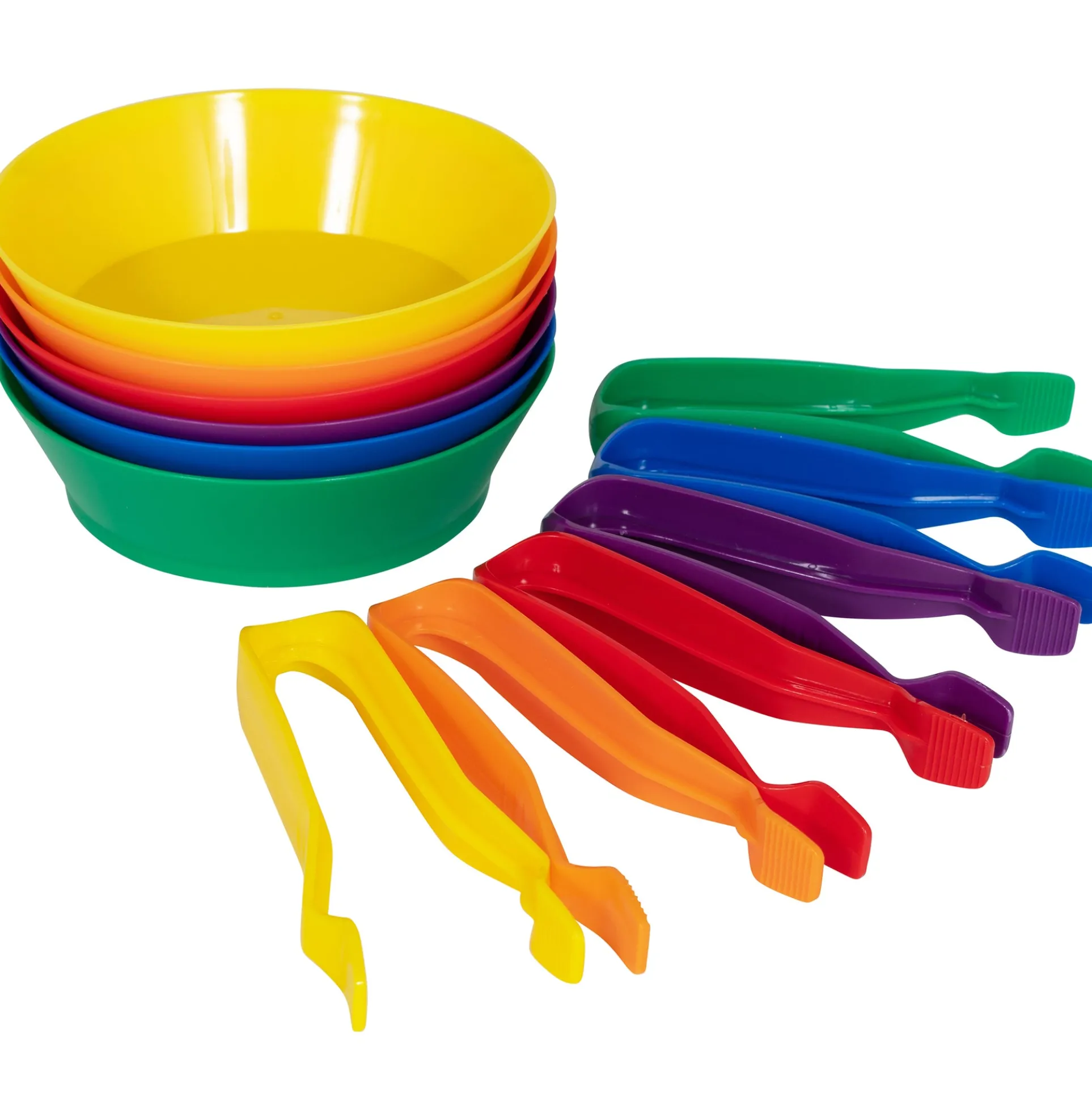 edxeducation Colorful Sorting Bowls & Tweezers Playset - 18m+ - 6 Vibrant Colors