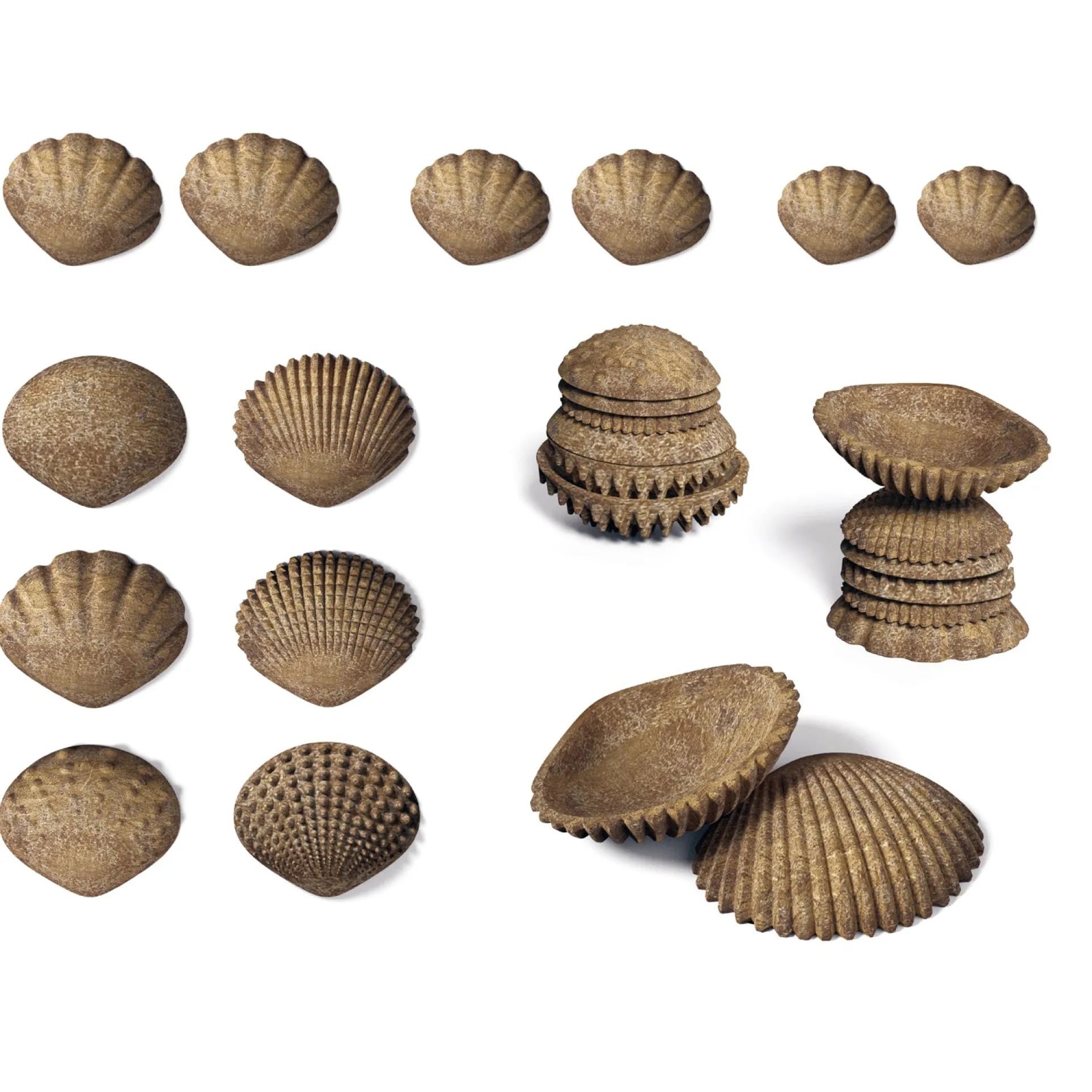 edxeducation Eco-Friendly Tactile Shells - 36 Pieces with 6 Textures in 3 Sizes
