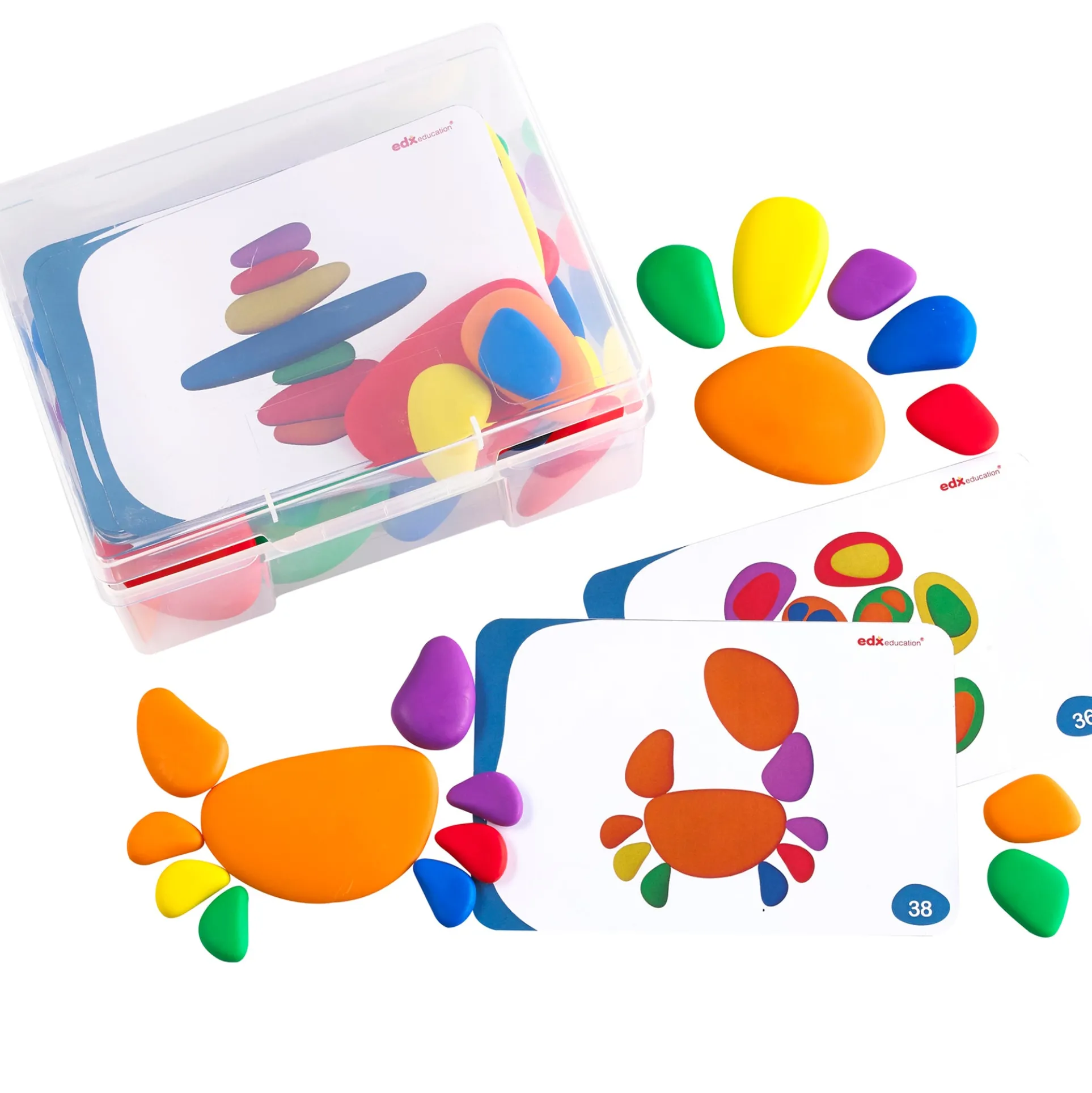 Edxeducation Rainbow Pebbles - Creative Educational Toy - Set of 36