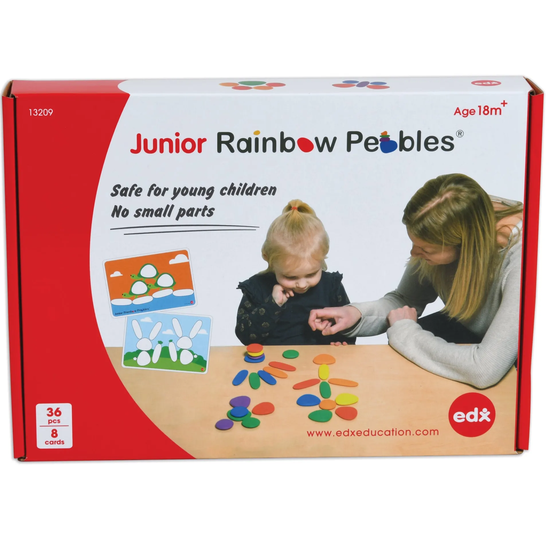 edxeducation Rainbow Pebbles Activity Set - Junior - 36 Colorful Pebbles & 16 Activities - Ages 18m+