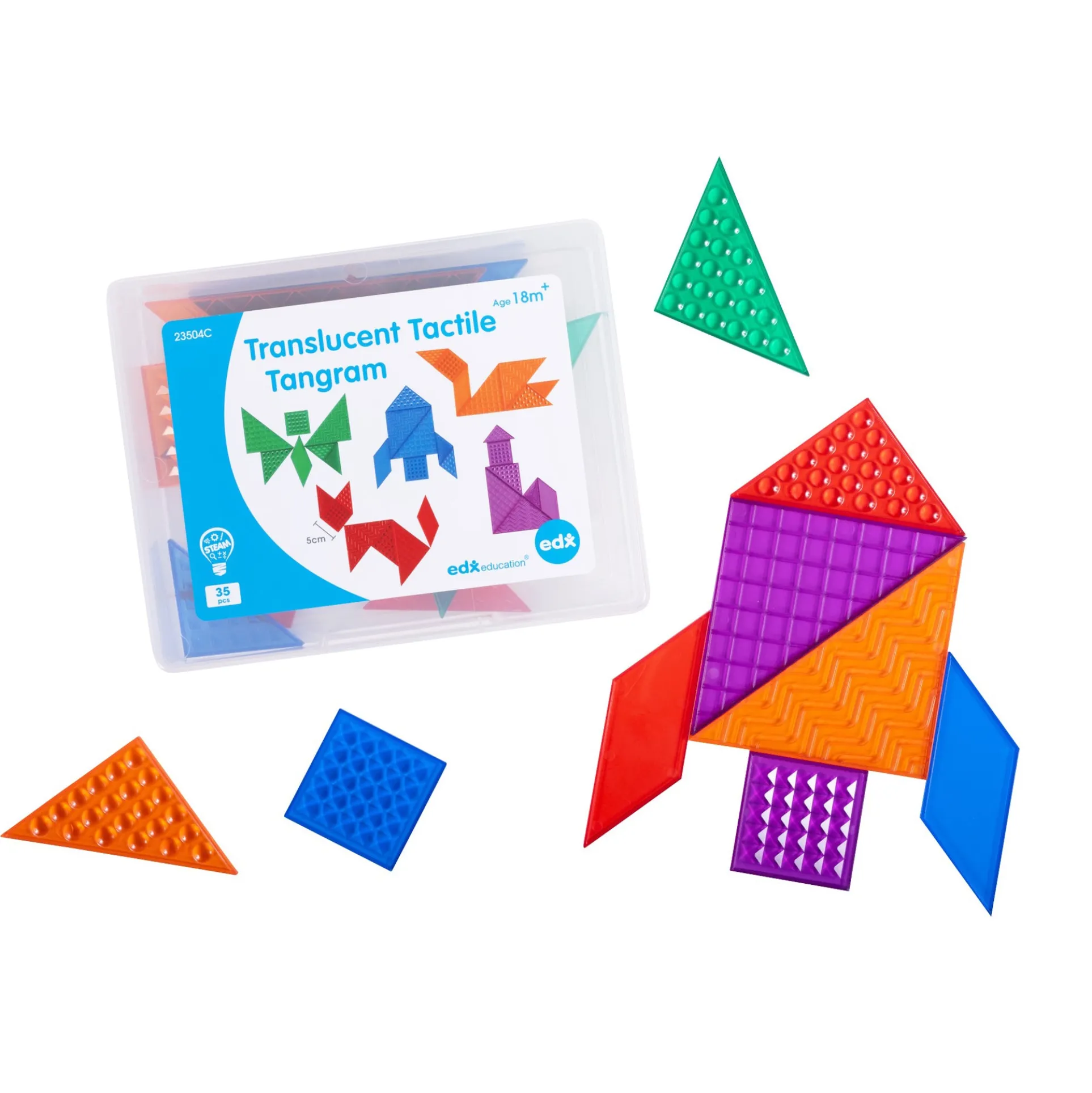 edxeducation Translucent Tactile Tangrams - Sensory Exploration Set
