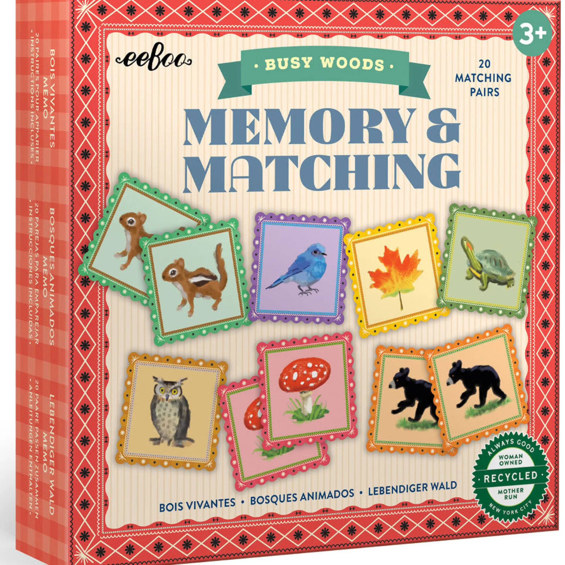 eeBoo Busy Woods Memory & Matching Game for Kids Ages 3+