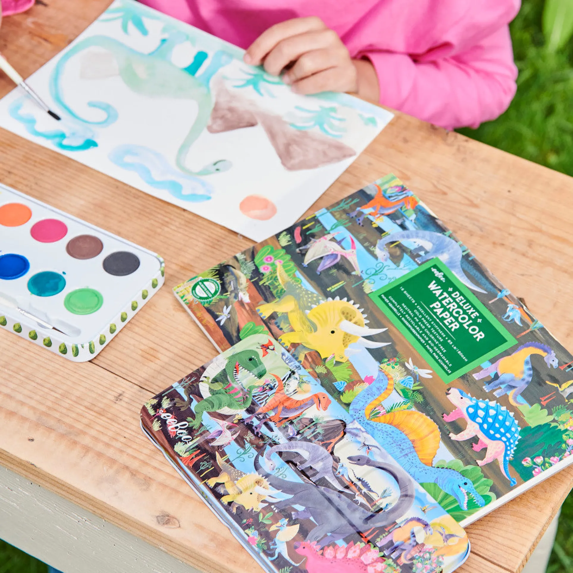 eeBoo Dinosaur Series Watercolor Pad - 16 Sheets, 85 lb Paper