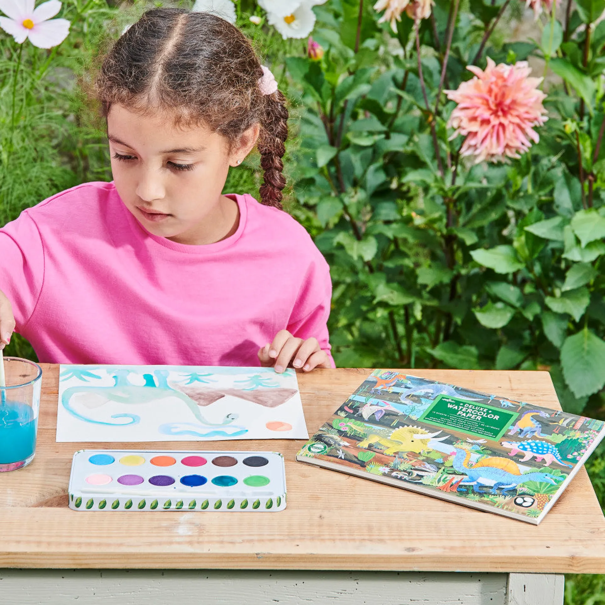 eeBoo Dinosaur Series Watercolor Pad - 16 Sheets, 85 lb Paper