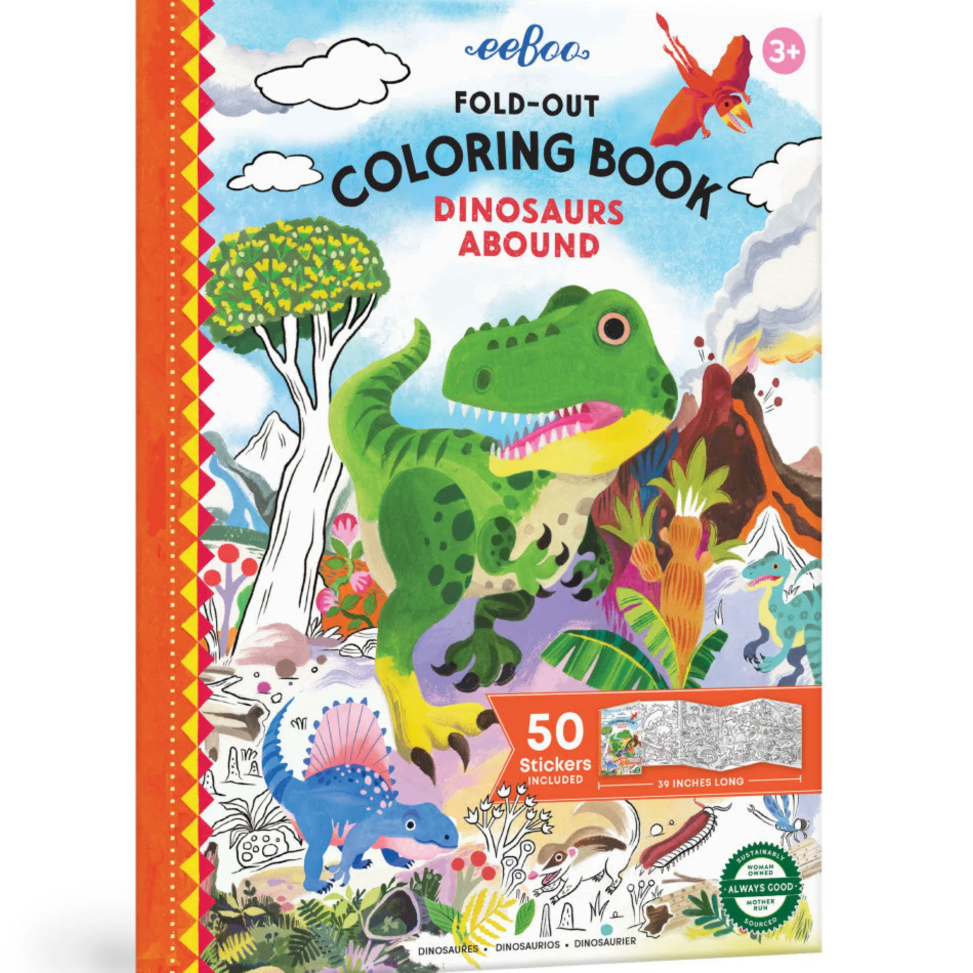 eeBoo Dinosaurs Abound Giant Coloring Adventure - Ages 3+