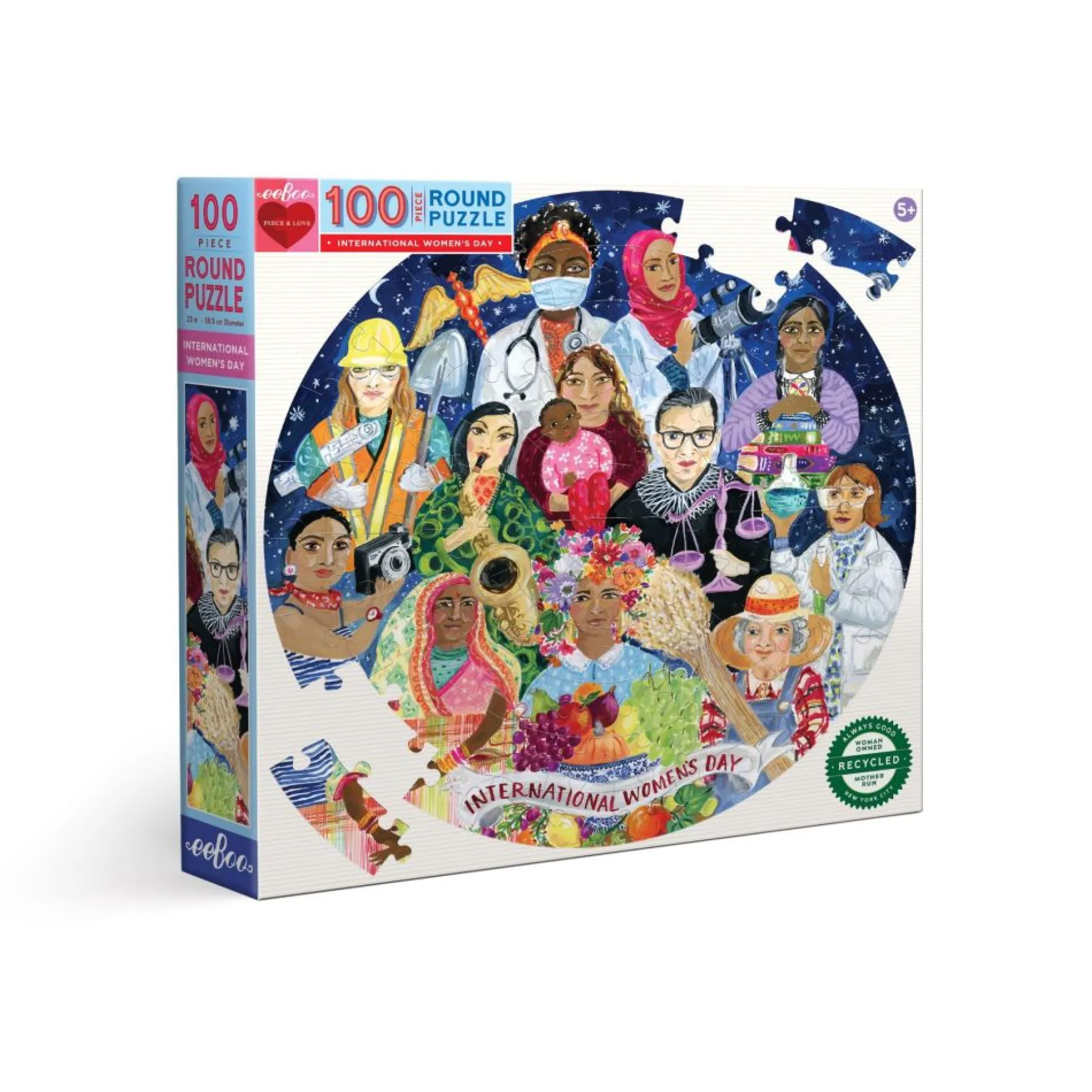eeBoo International Women's Day 100 Piece Round Puzzle