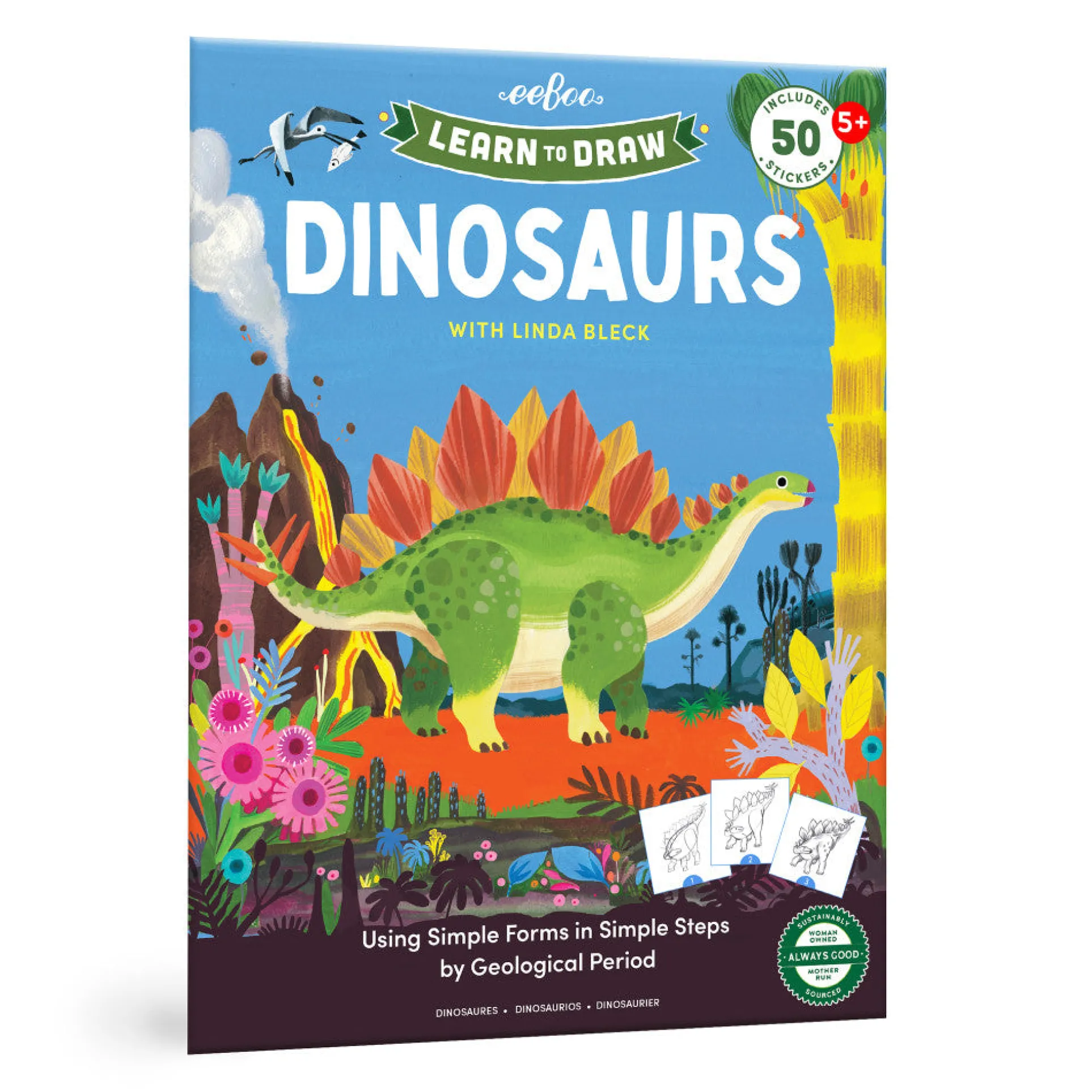eeBoo Learn to Draw Dinosaurs Art Instruction Book