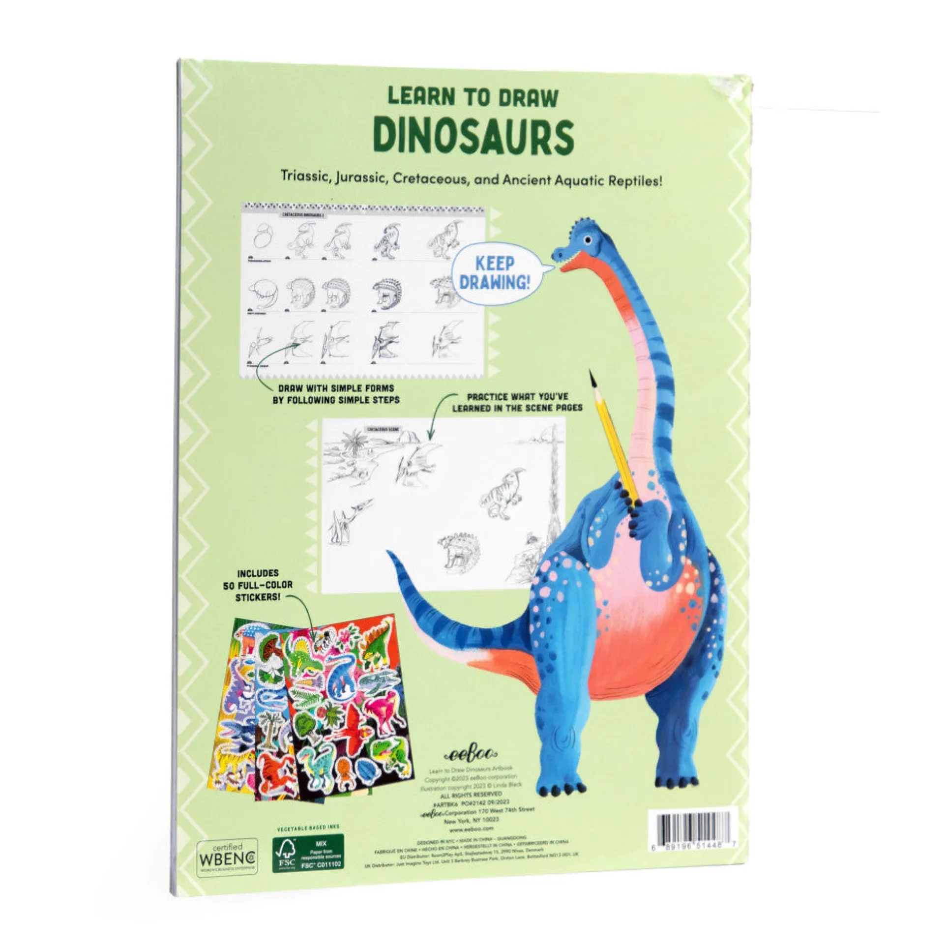 eeBoo Learn to Draw Dinosaurs Art Instruction Book
