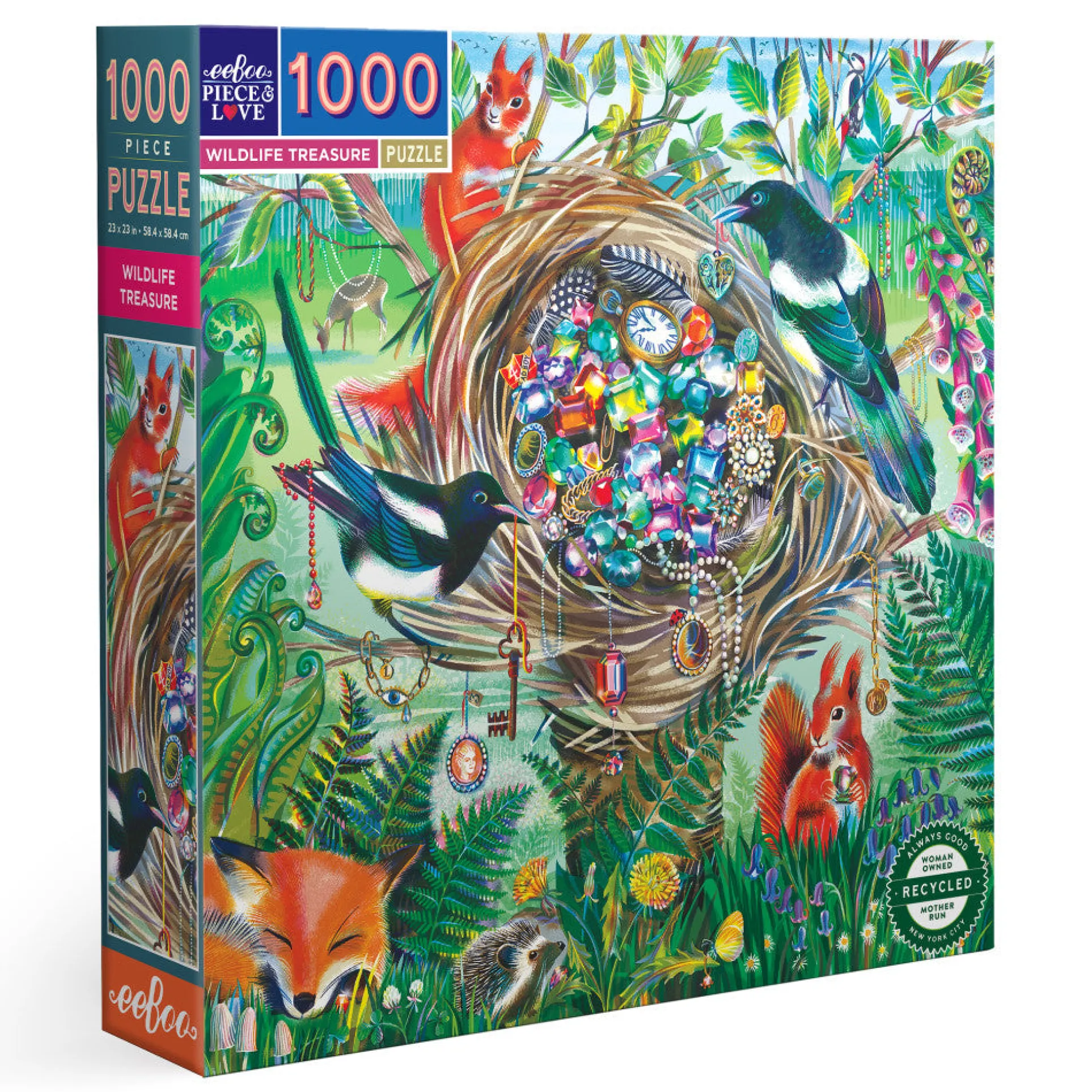 eeBoo Piece & Love Wildlife Treasure 1000-Piece Jigsaw Puzzle