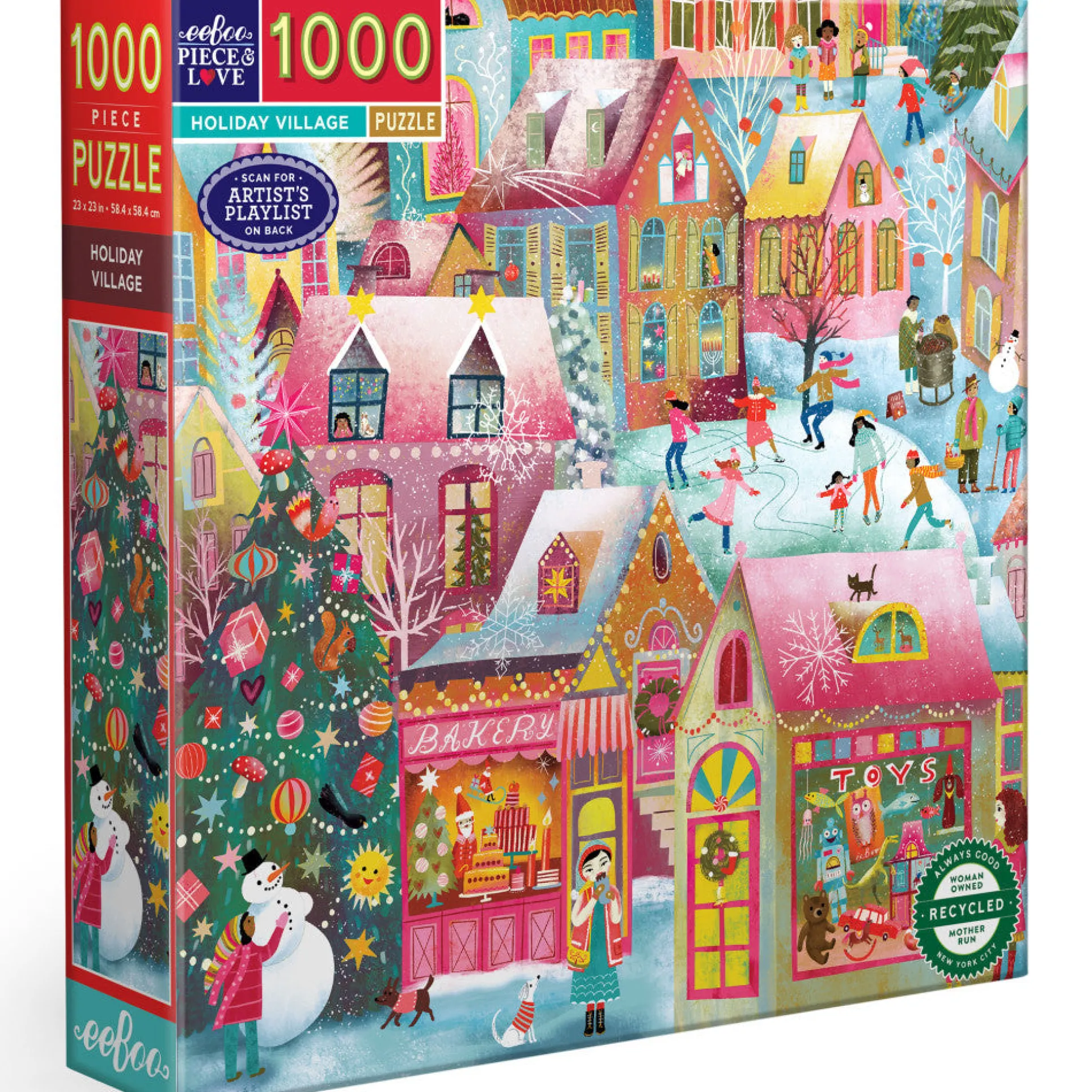 eeBoo Piece & Love Holiday Village 1000-Piece Puzzle