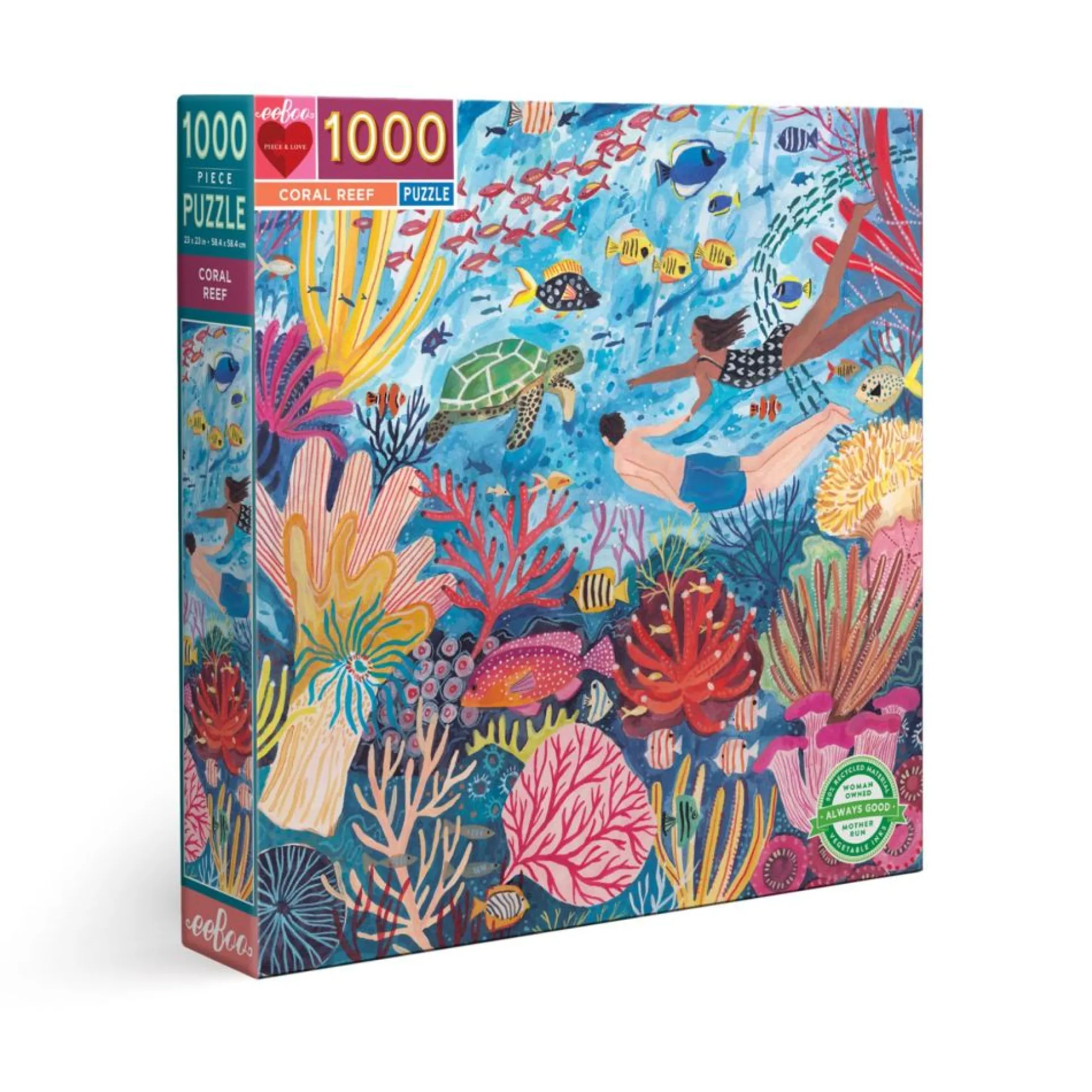 eeBoo Piece and Love Coral Reef 1000-Piece Square Jigsaw Puzzle