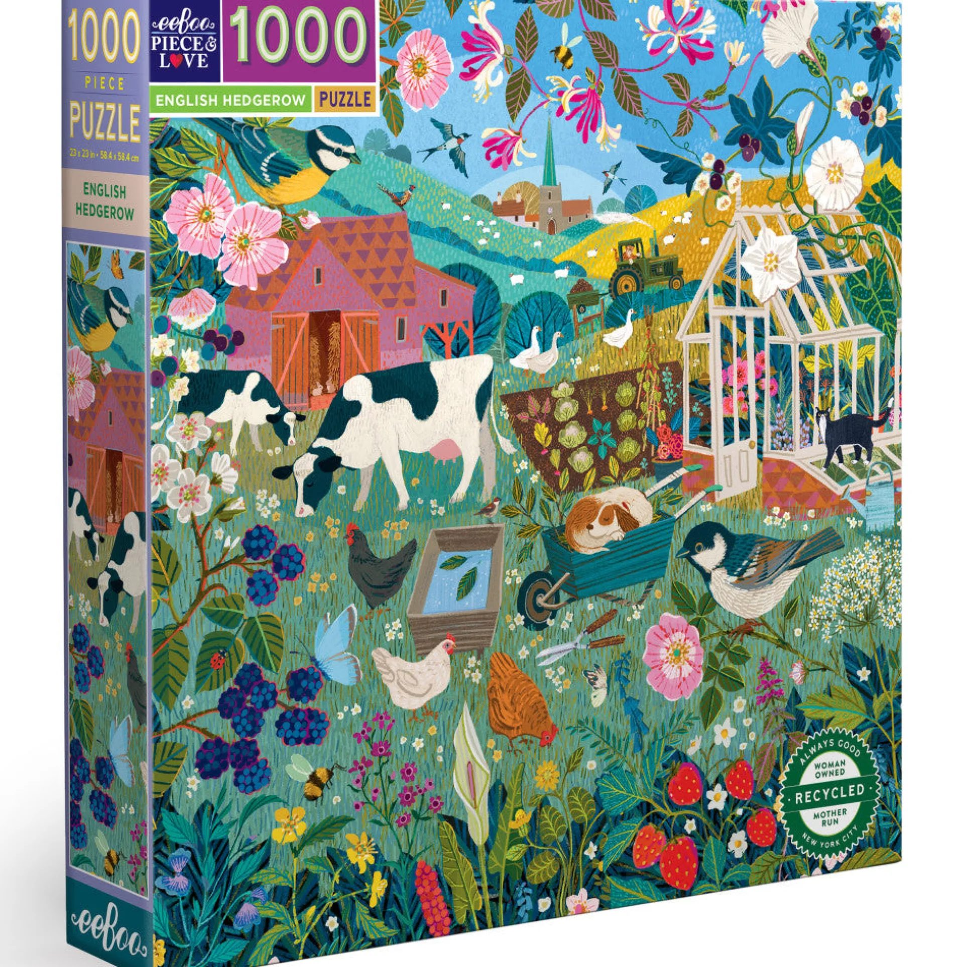 eeBoo Piece and Love English Hedgerow 1000 Piece Jigsaw Puzzle