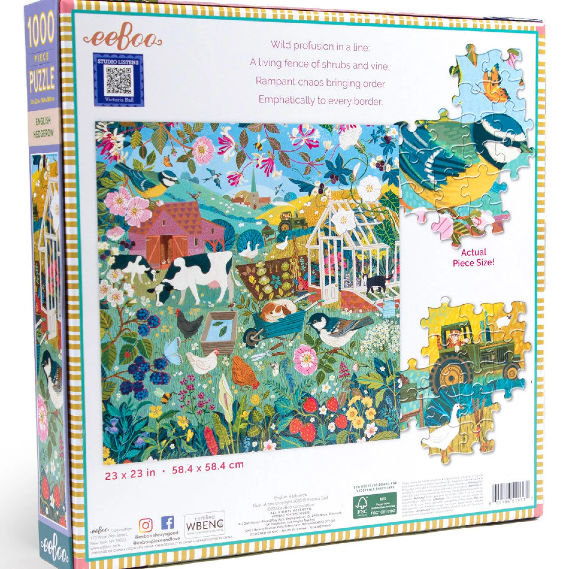 eeBoo Piece and Love English Hedgerow 1000 Piece Jigsaw Puzzle