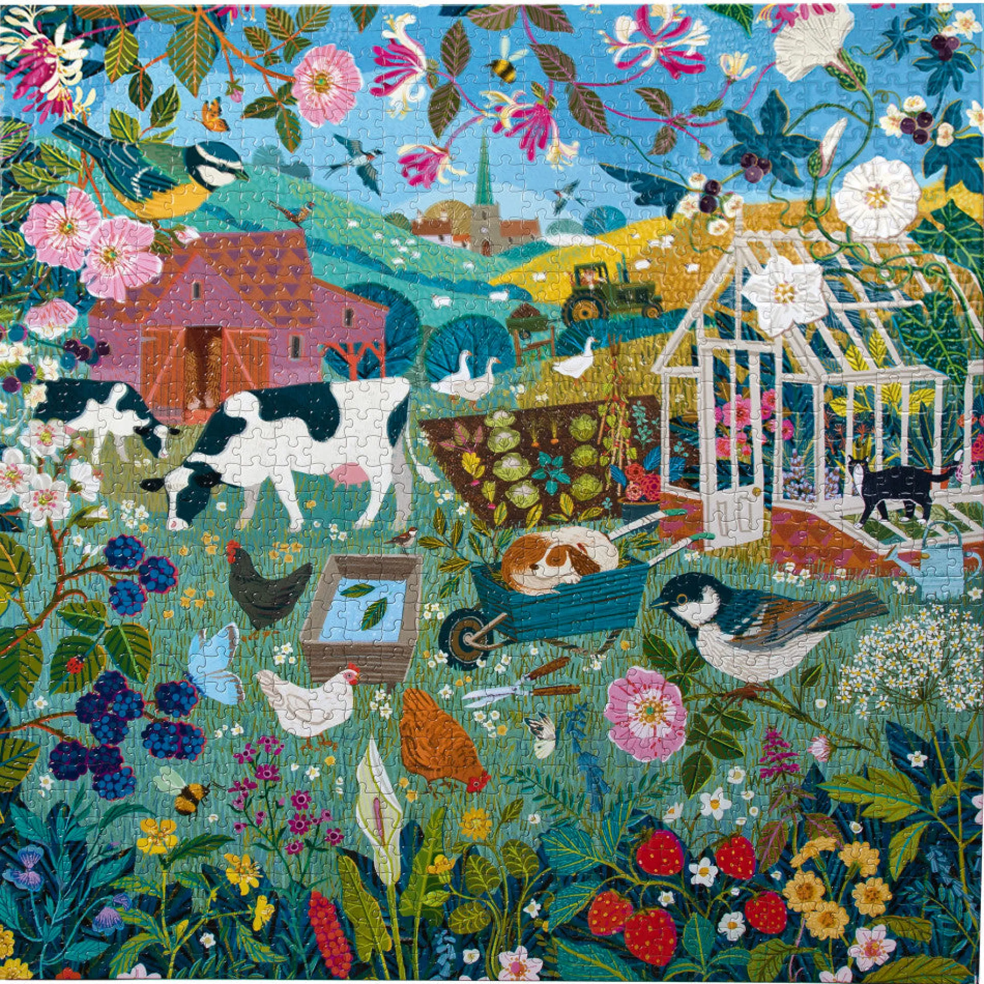 eeBoo Piece and Love English Hedgerow 1000 Piece Jigsaw Puzzle