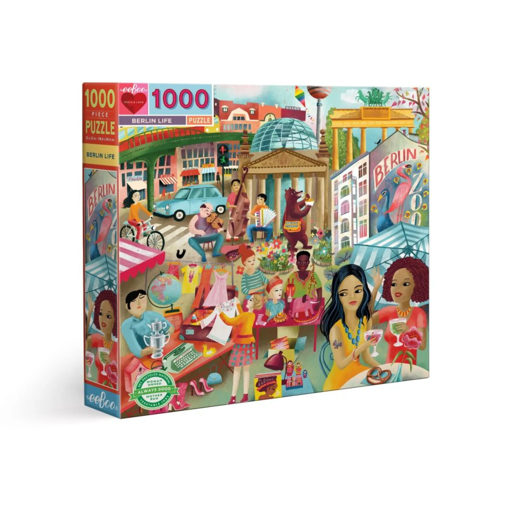 eeBoo Piece and Love Berlin Life 1000 Piece Square Jigsaw Puzzle