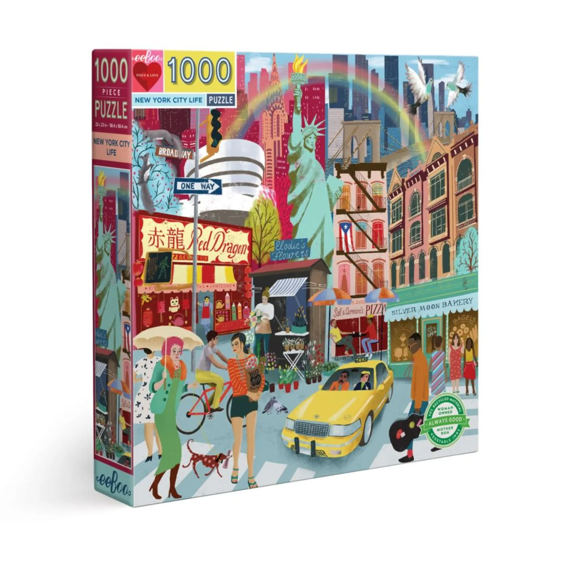 eeBoo Piece and Love New York Life 1000-Piece Square Jigsaw Puzzle