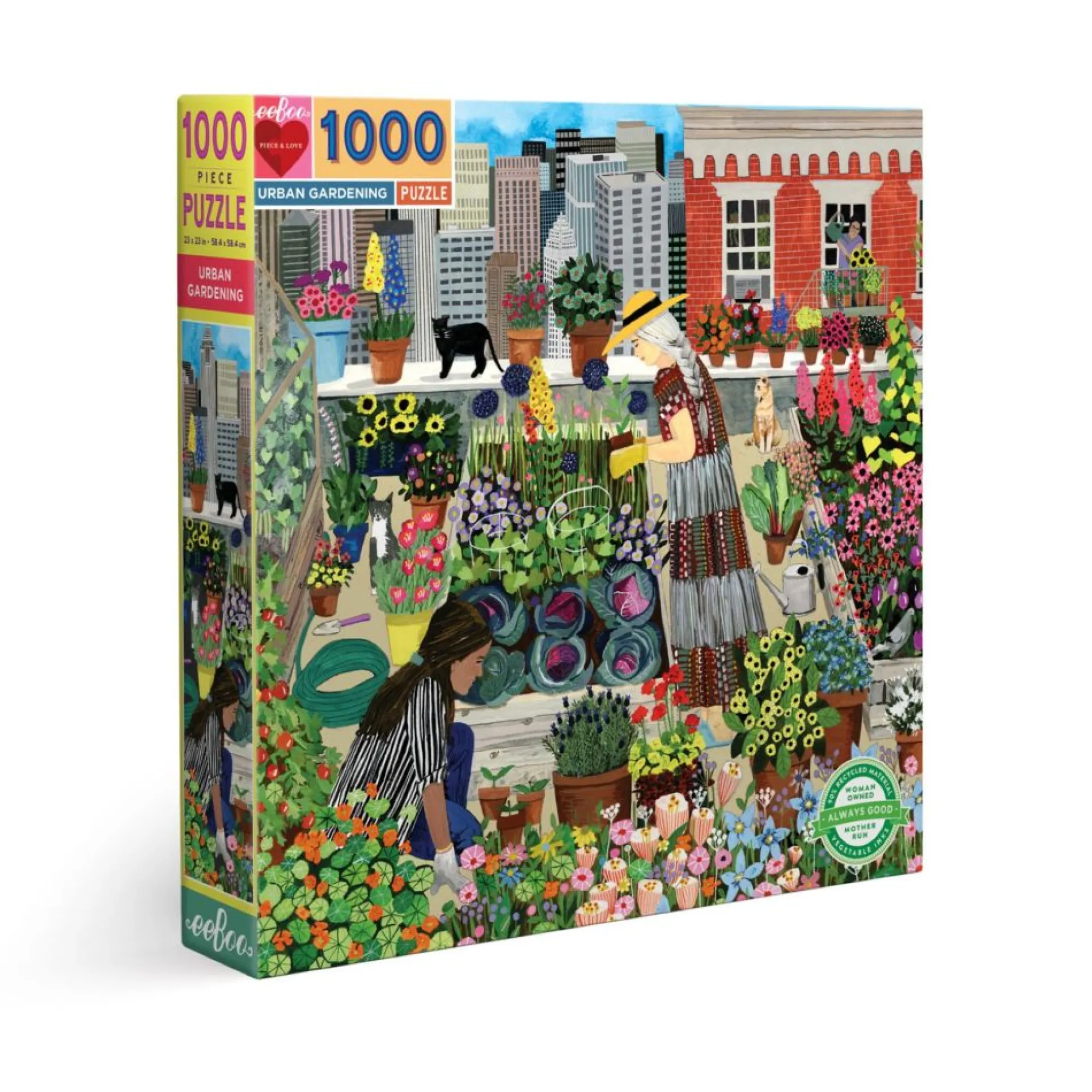 eeBoo Piece and Love Urban Gardening 1000-Piece Square Jigsaw Puzzle