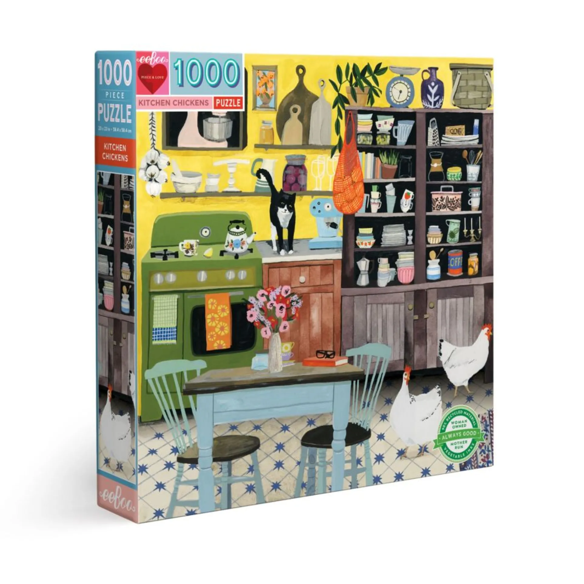 eeBoo Piece and Love Kitchen Chickens 1000-Piece Jigsaw Puzzle
