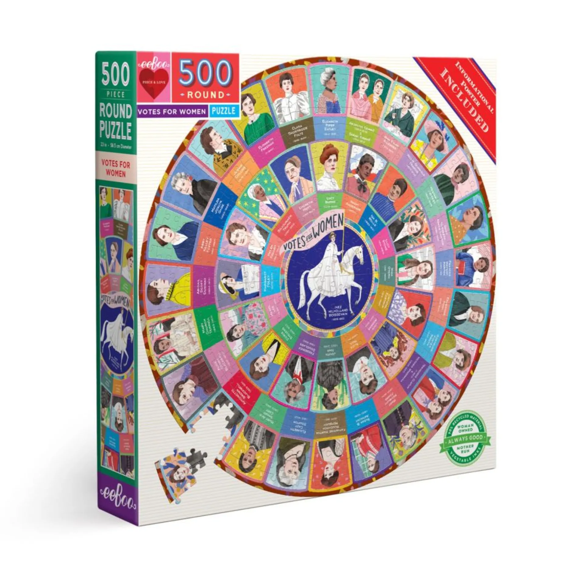 eeBoo Piece and Love Votes for Women 500-Piece Circular Jigsaw Puzzle