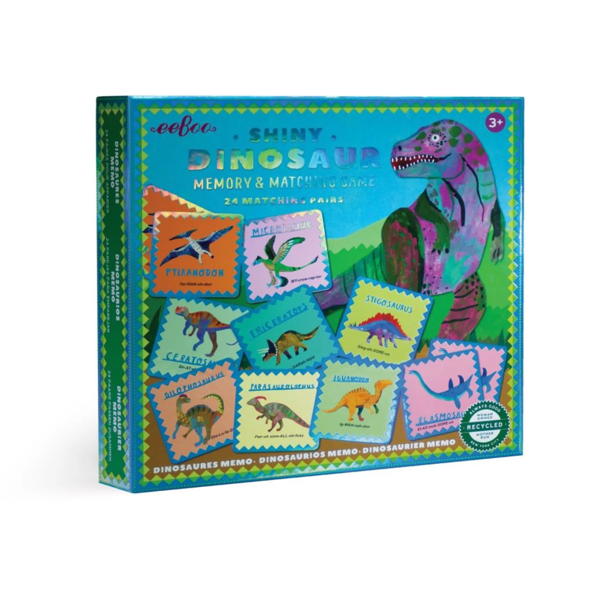 eeBoo Shiny Dinosaur Memory and Matching Game for Kids