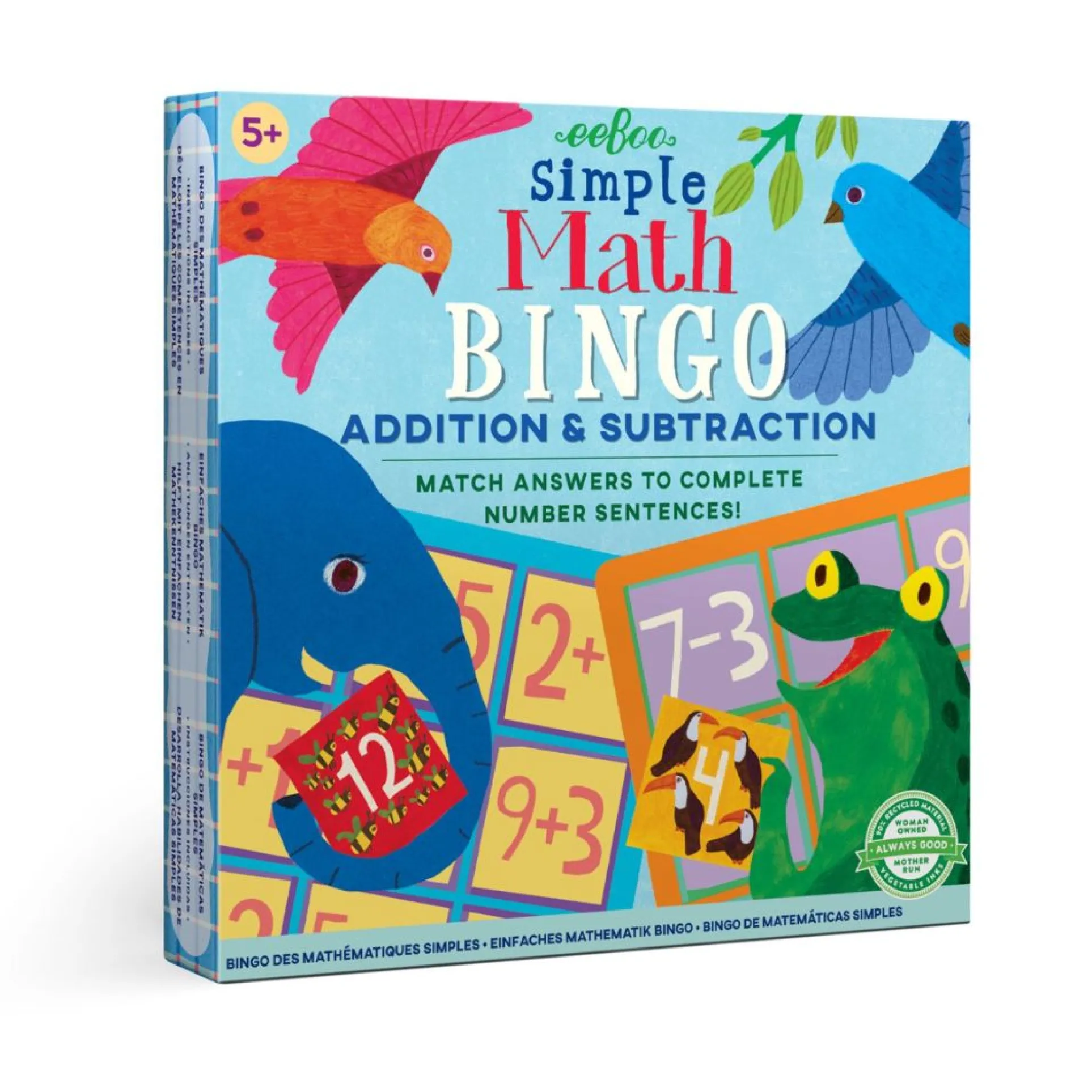 eeBoo Simple Math Bingo Game for Addition and Subtraction Learning