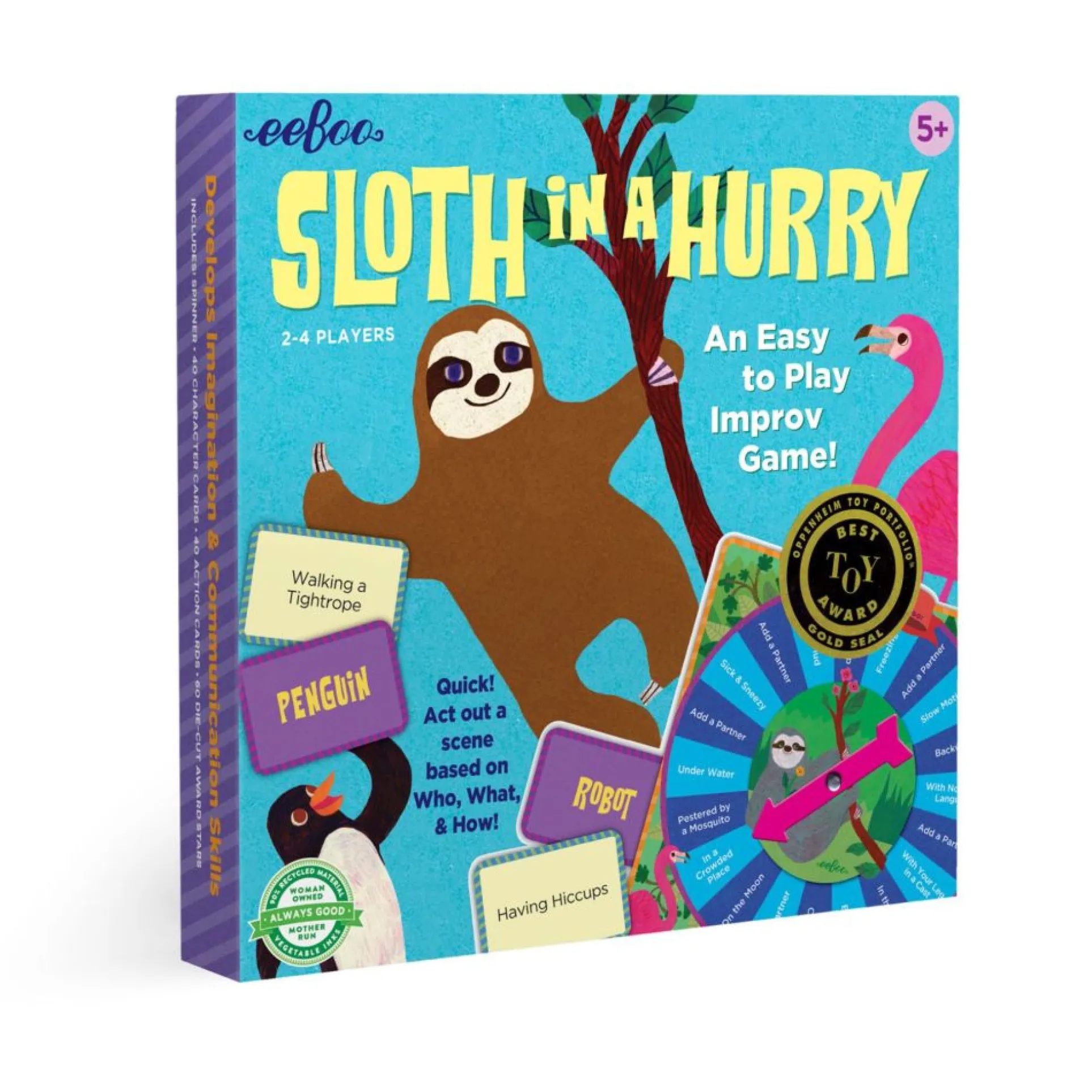 eeBoo Sloth in a Hurry Quick Action Improv Board Game