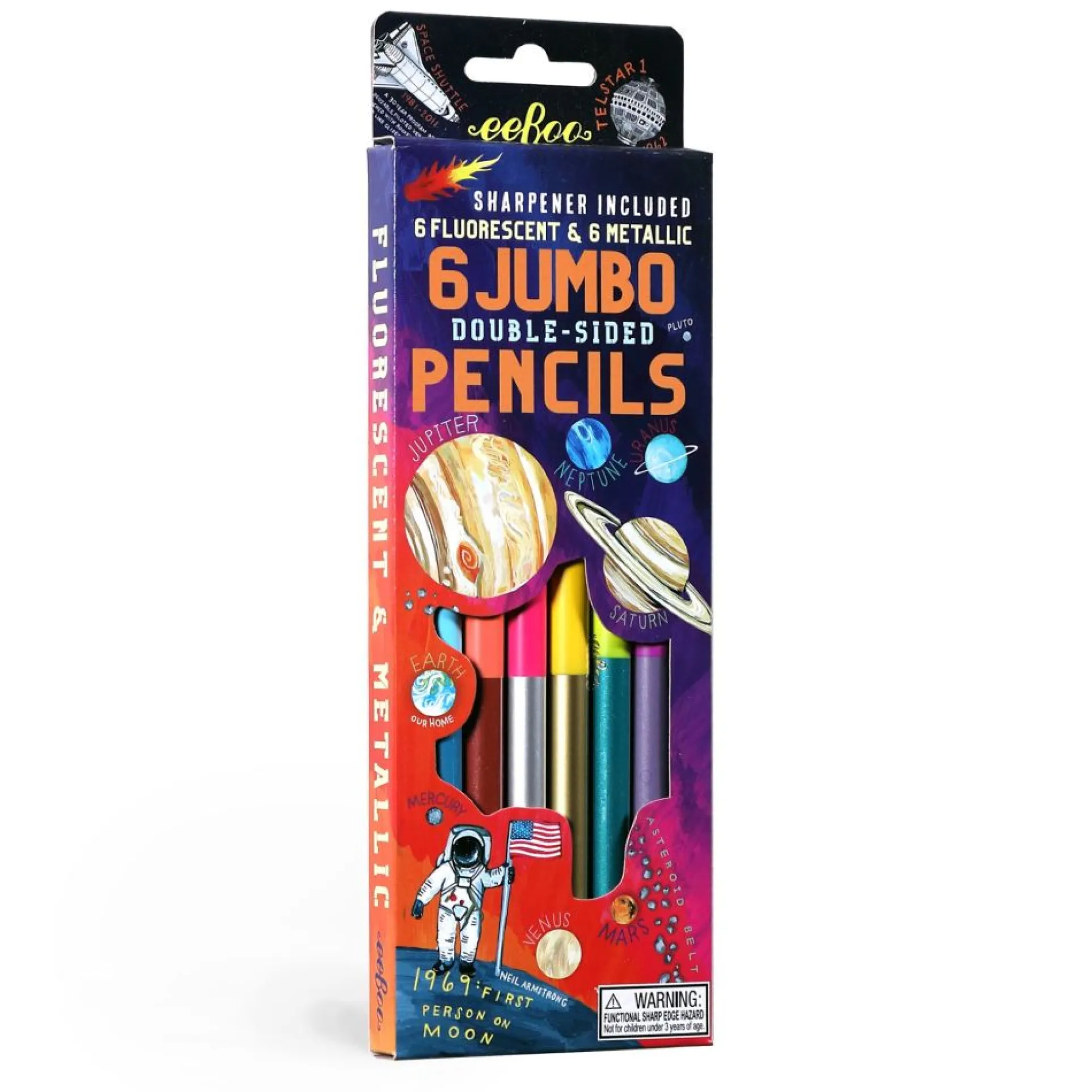 eeBoo Solar System Fluorescent Double-Sided Color Pencils Set