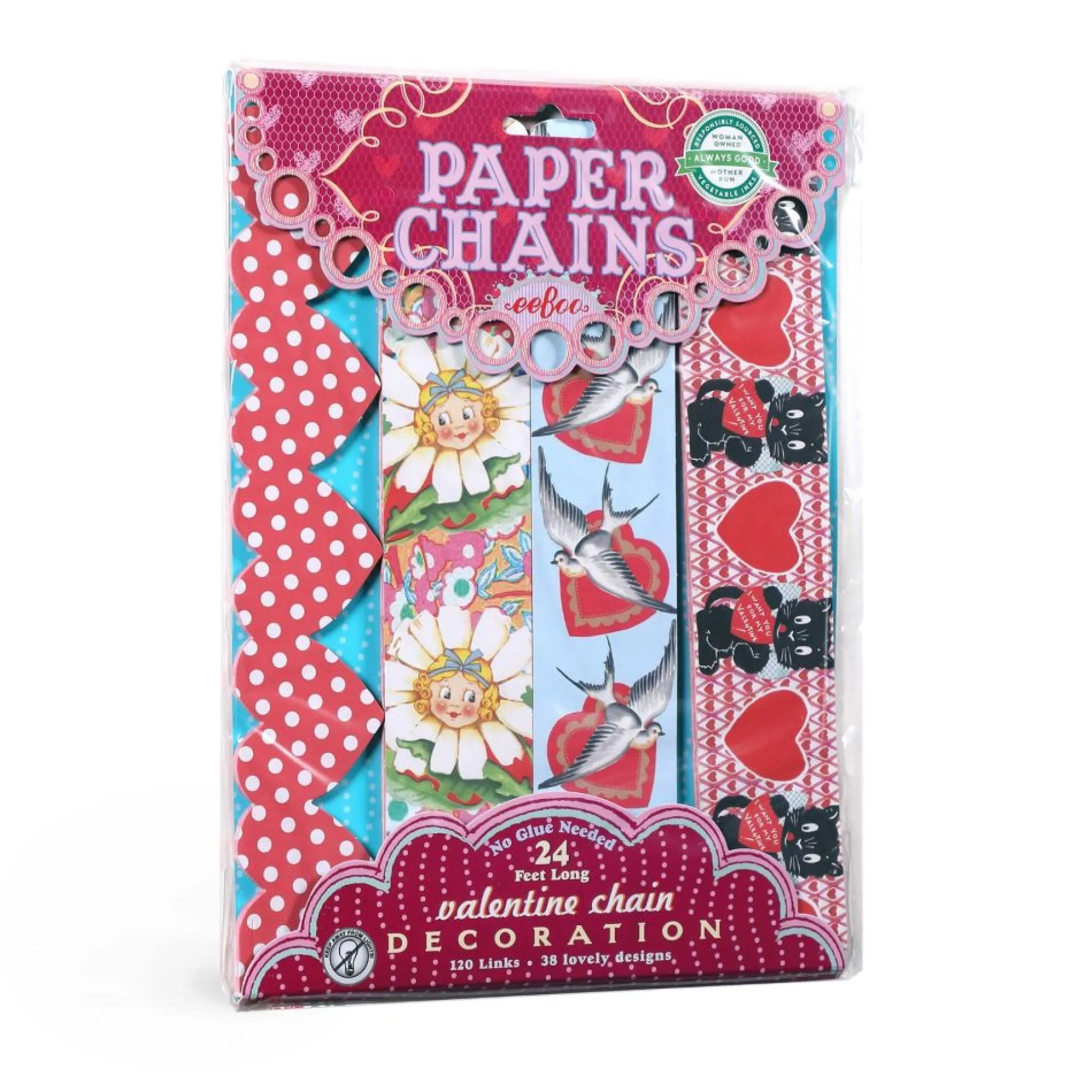 eeBoo Valentine Themed Paper Chain Craft Kit - 120 Links