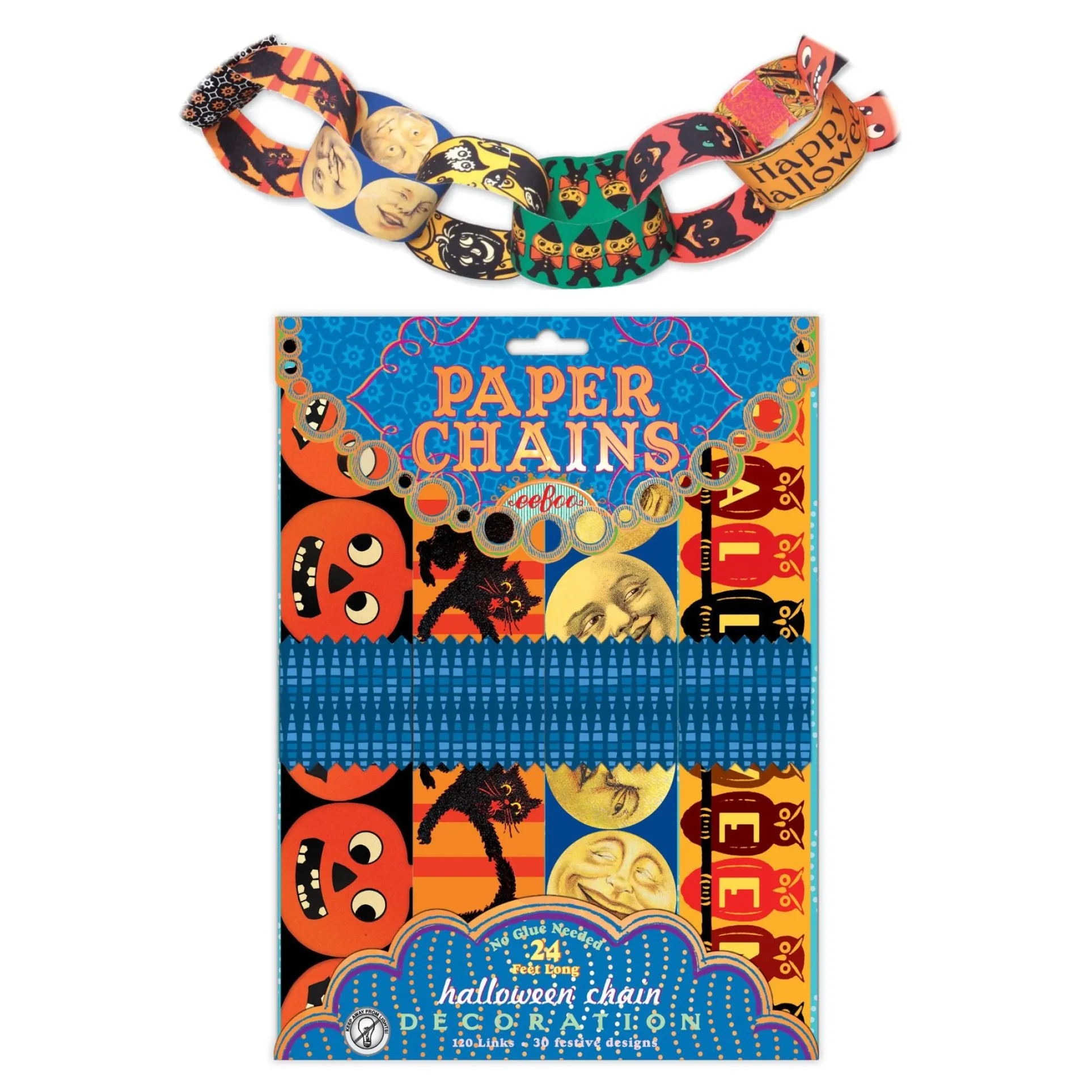 eeBoo Vintage Halloween 120-Link Paper Chain Decoration Kit
