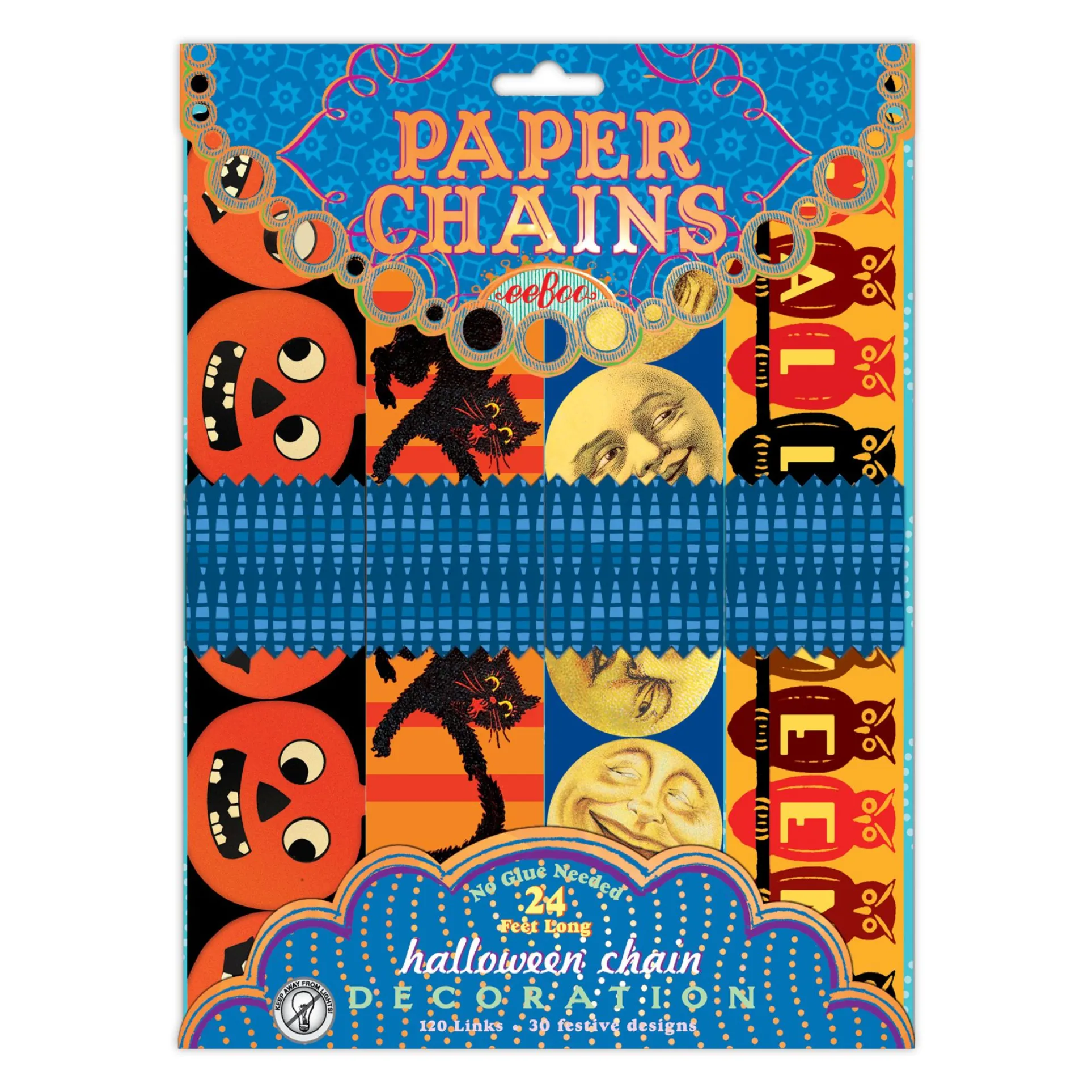 eeBoo Vintage Halloween 120-Link Paper Chain Decoration Kit